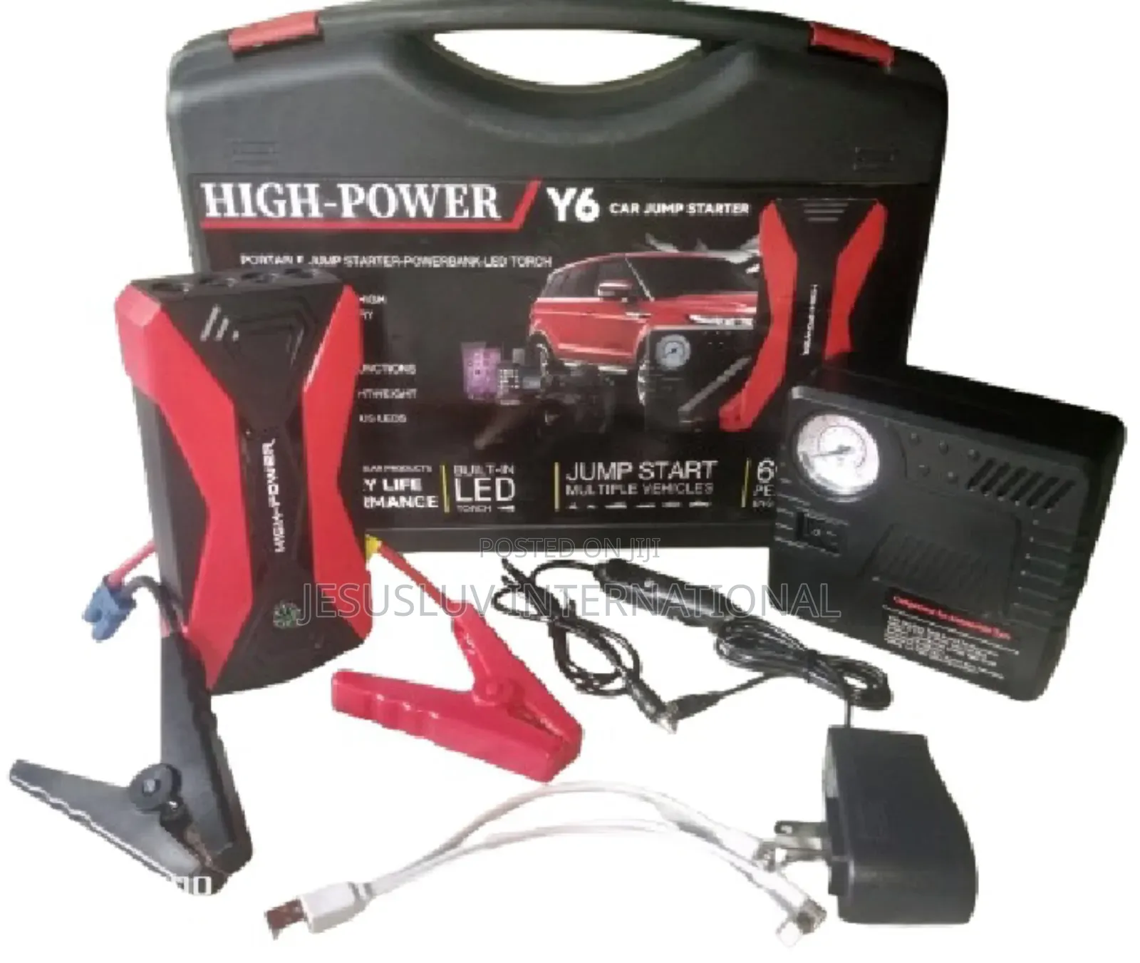 Car Jump Starter With Digital Display Tire Inflator 12volts