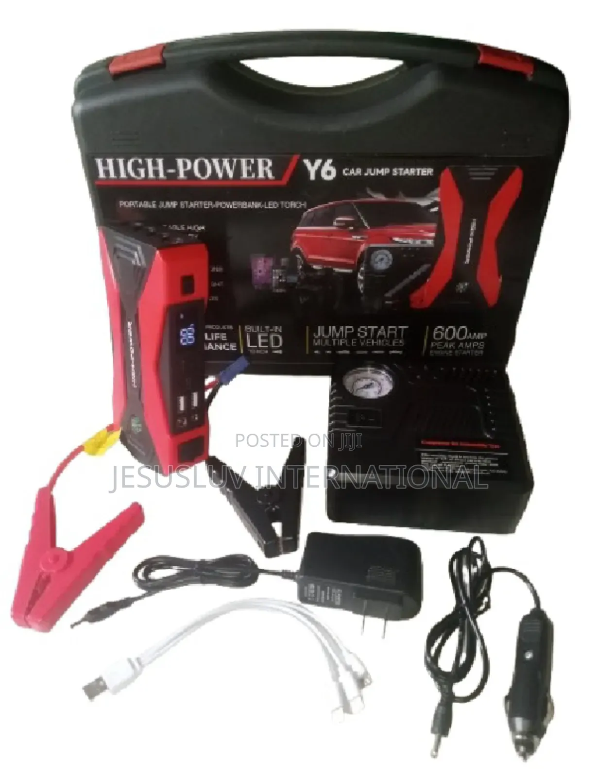 Car Jump Starter With Digital Display Tire Inflator 12volts