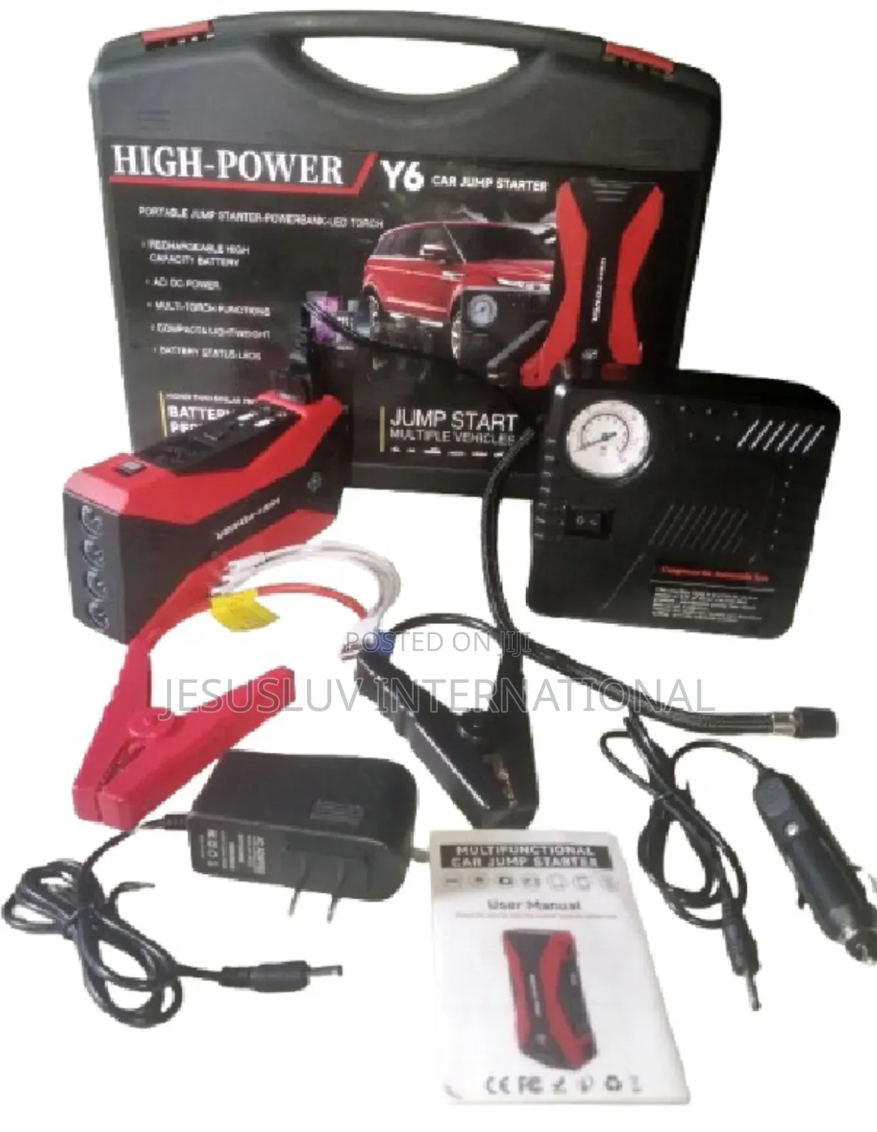 Car Jump Starter With Digital Display Tire Inflator 12volts