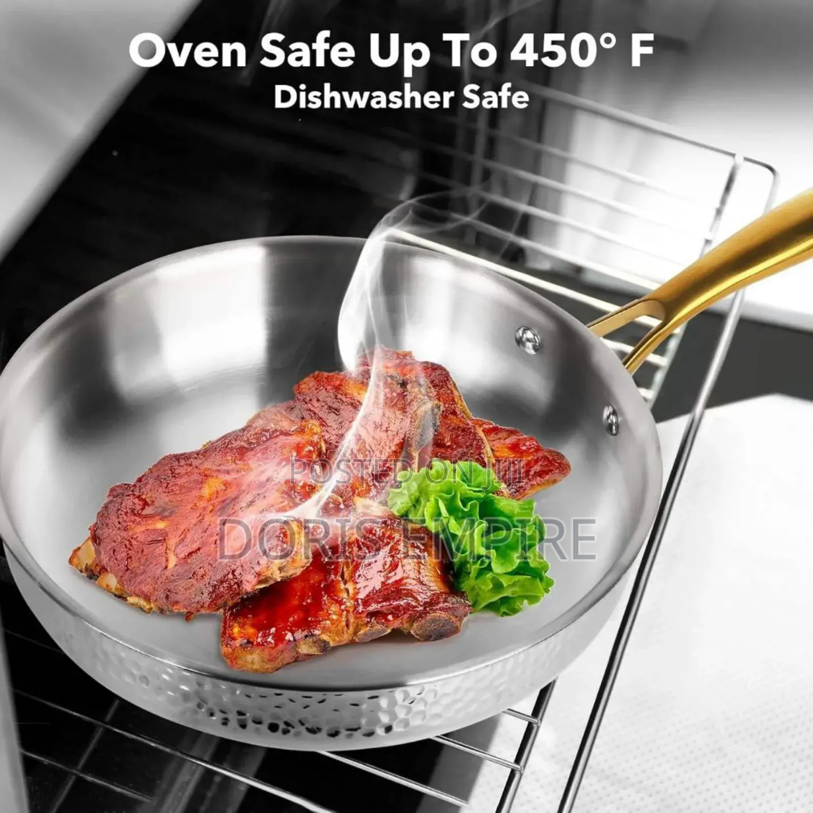 10pcs 3-Ply Stainless Steel Hammered Non Stick Cookware Set.