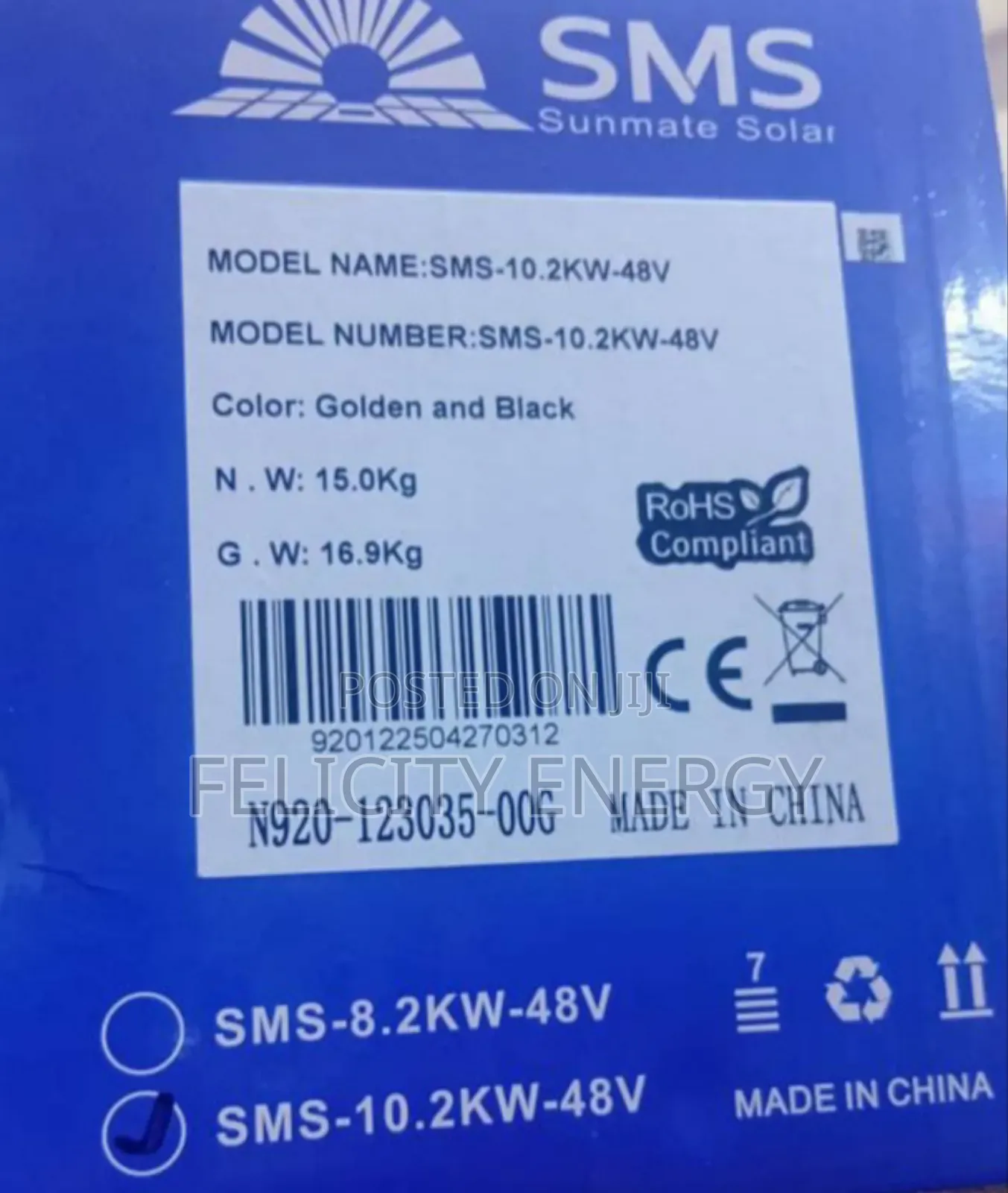 SMS Hybrid Inverter 10.2kva 48v (120amps MPPT Charge Controller)