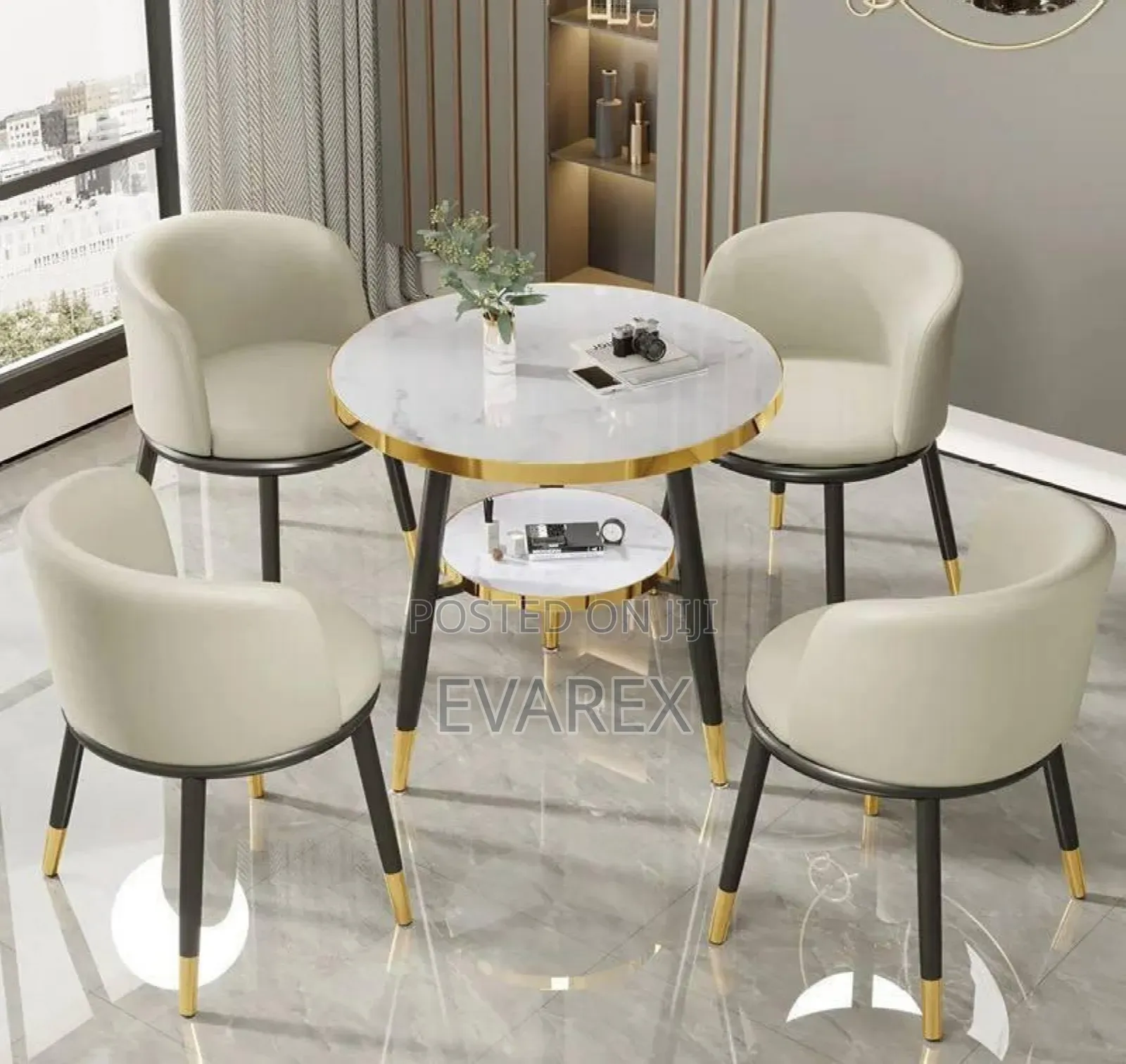 Classic 4 Chairs With Table, Marble Top