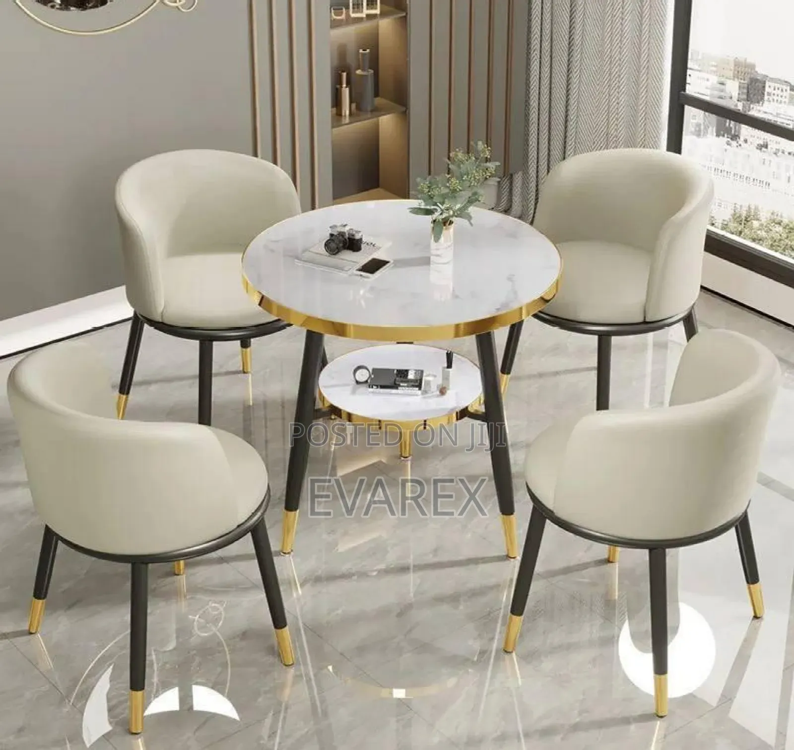 Classic 4 Chairs With Table, Marble Top
