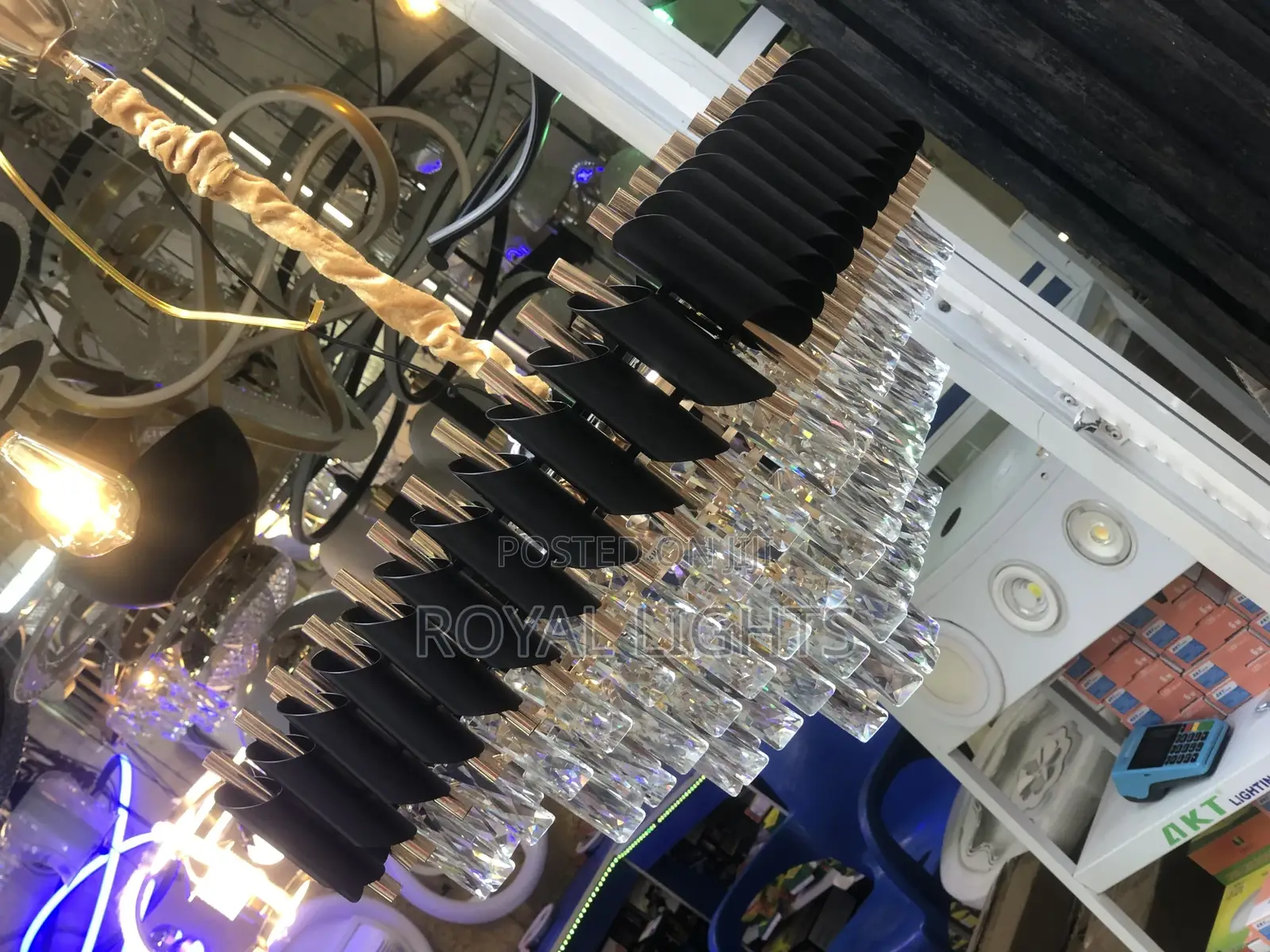 Black and Gold Crystal Chandelier