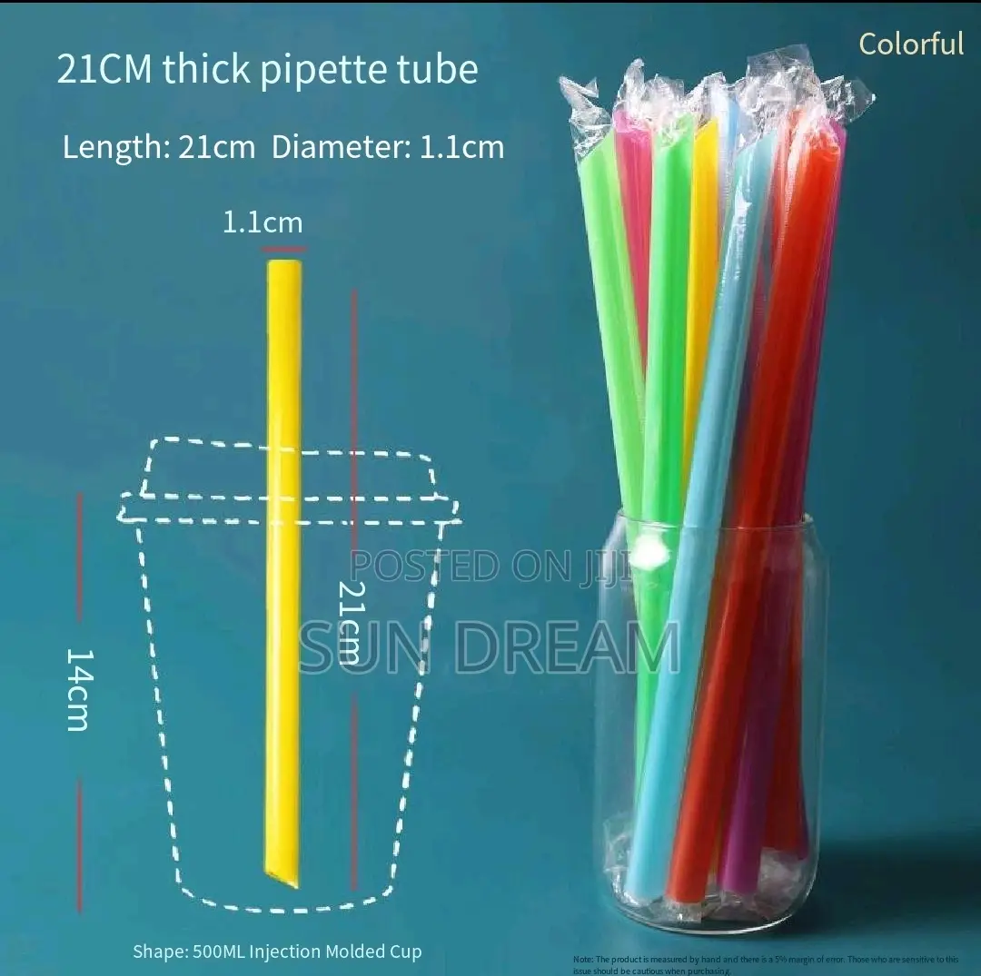 100 PCS Wide Drinking Straw Smoothie Straws Disposable Juice 21cm