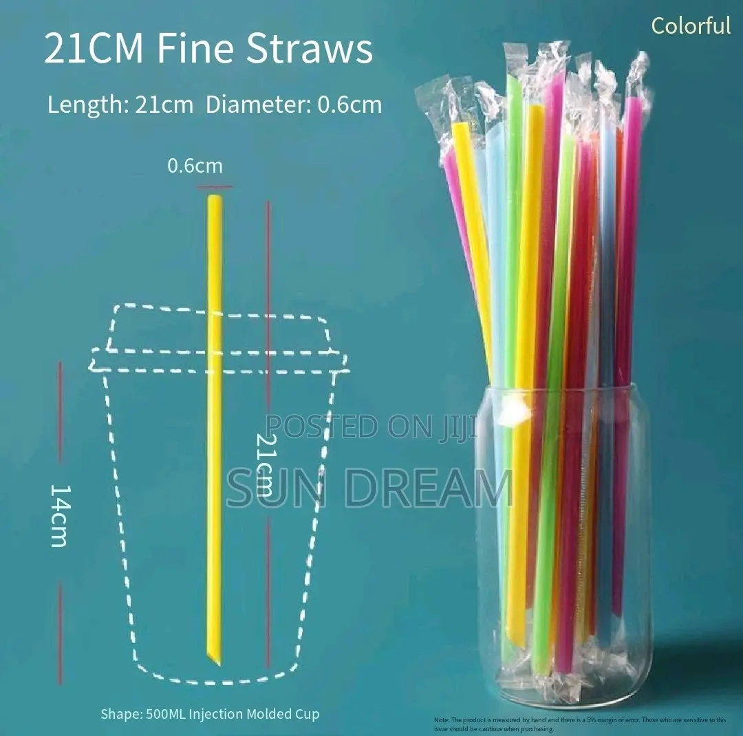 100 PCS Wide Drinking Straw Smoothie Straws Disposable Juice 21cm