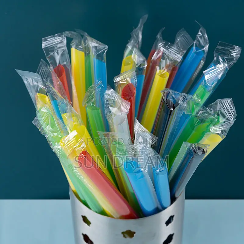 100 PCS Wide Drinking Straw Smoothie Straws Disposable Juice 21cm
