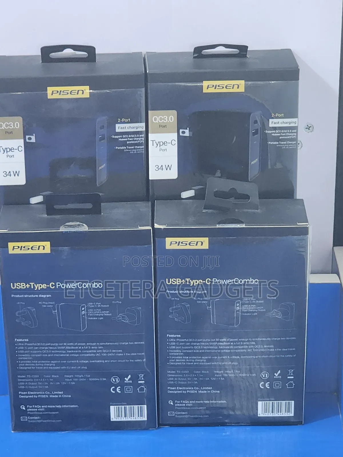 Pisen 34w Type-C Fast Charger With Usb Port