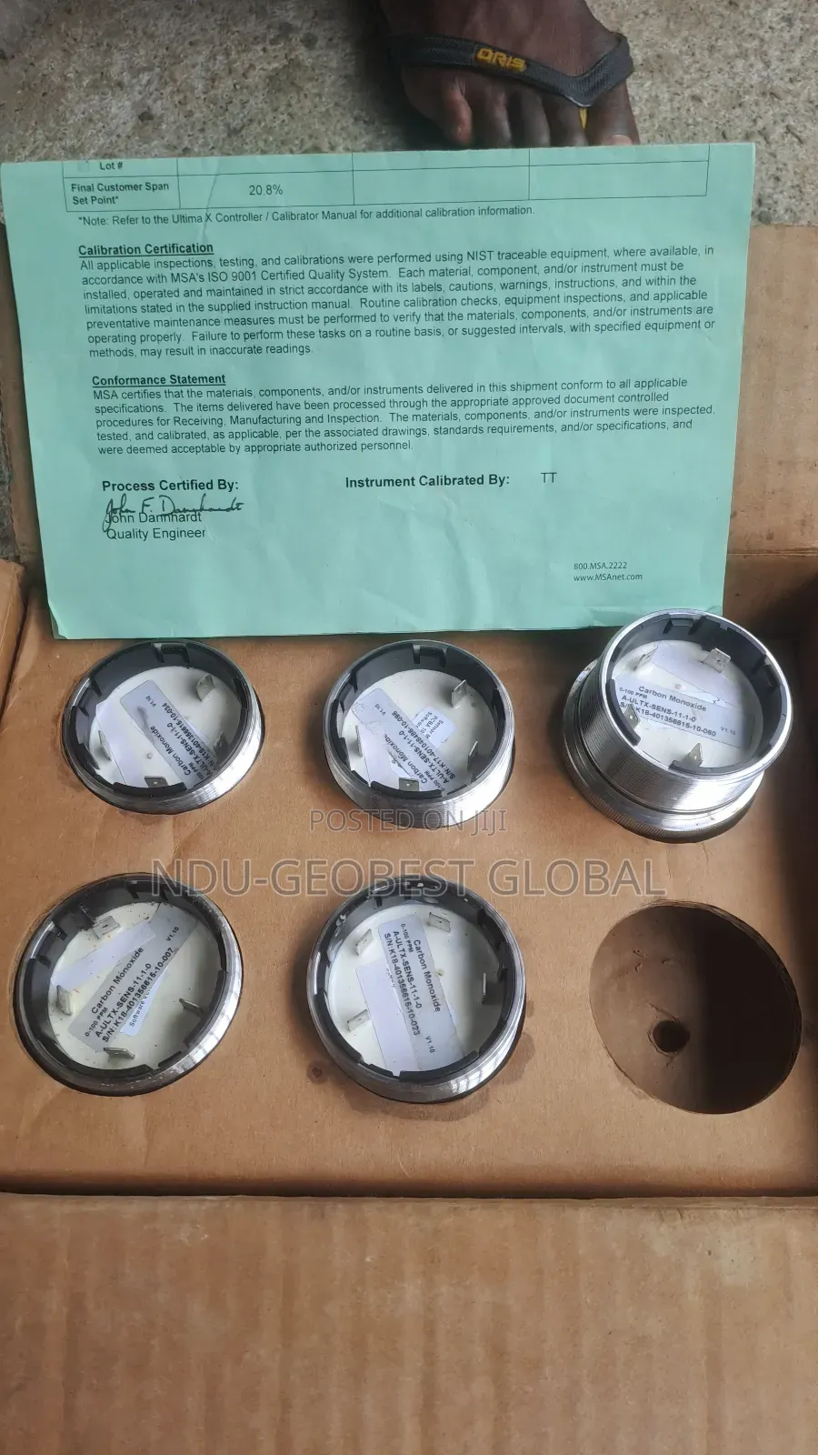Msa Sensor:Gas,100ppm Co, A-ultx-sens-11-1-0, Carbon Monoxide Gas