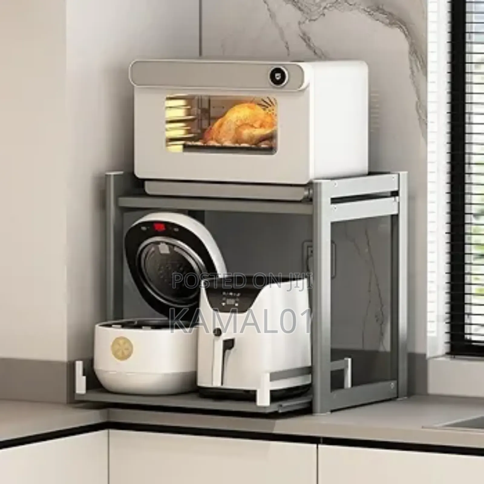 2-Tier Pull Out Microwave Oven Rack, Countertop Height Adjustable