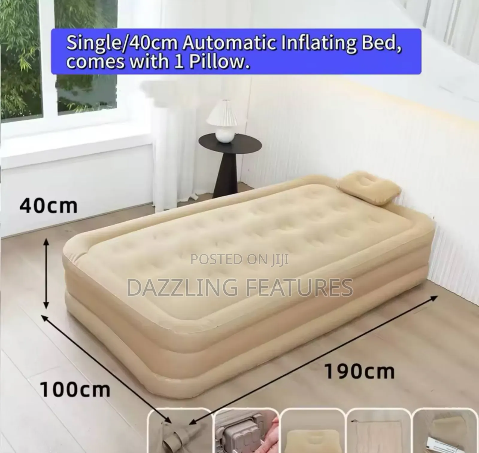 Automatic Self Inflatable Bed With Inbuilt Pump