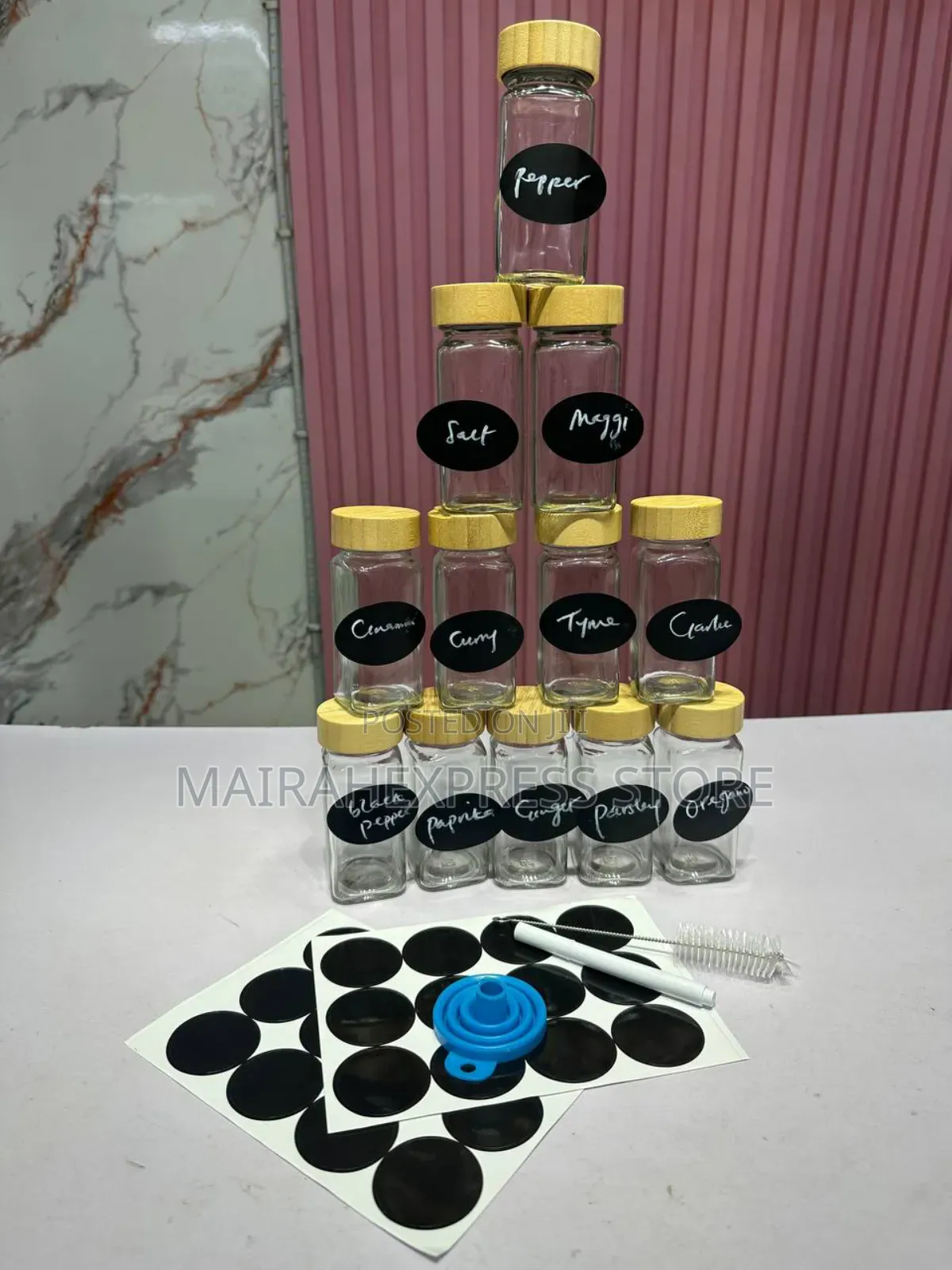 12pcs Spice Container With Black Lid Comes With Label Pen (T2mm7)