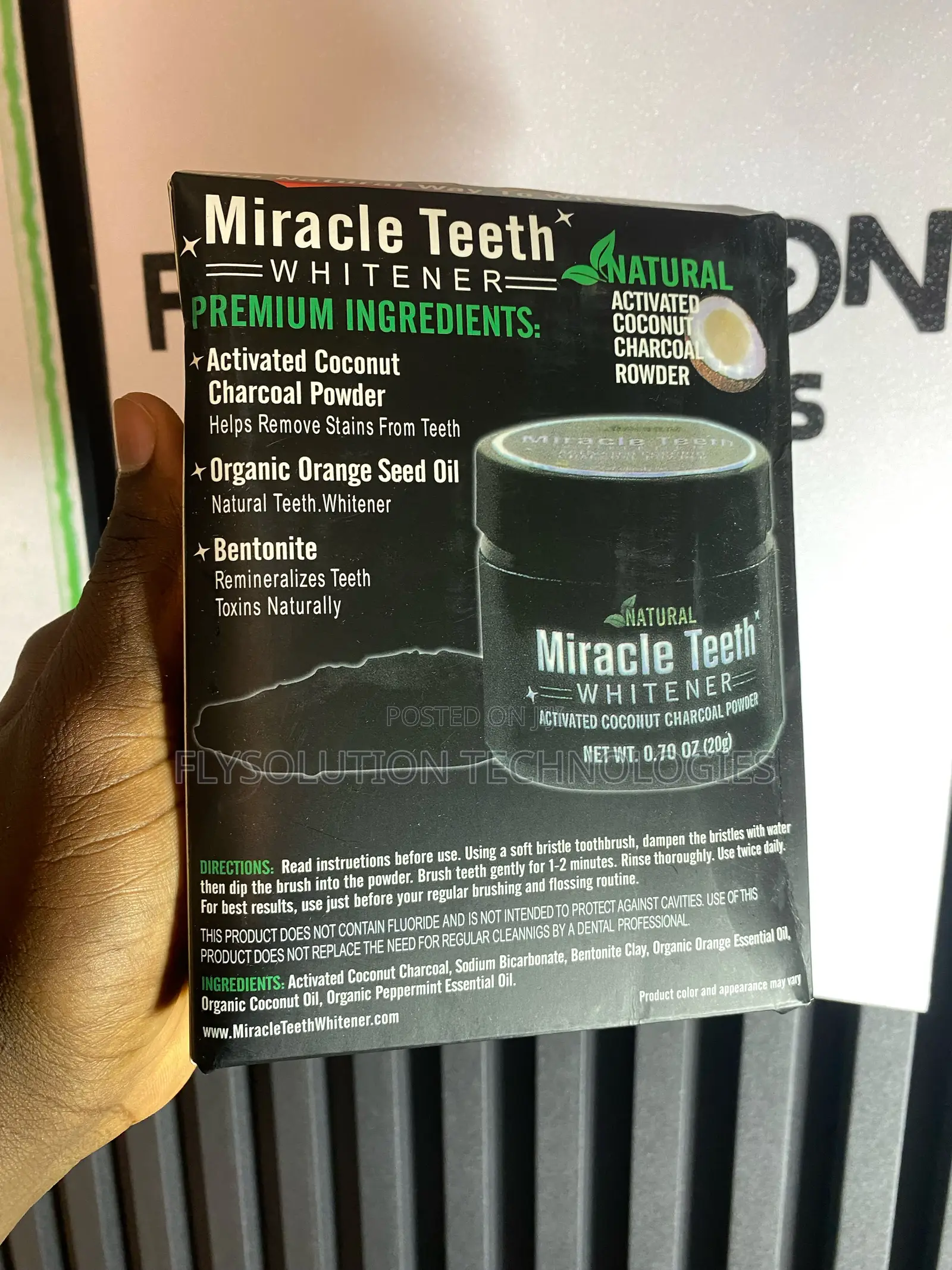 Miracle Teeth Whitener Activated Coconut Charcoal Powder