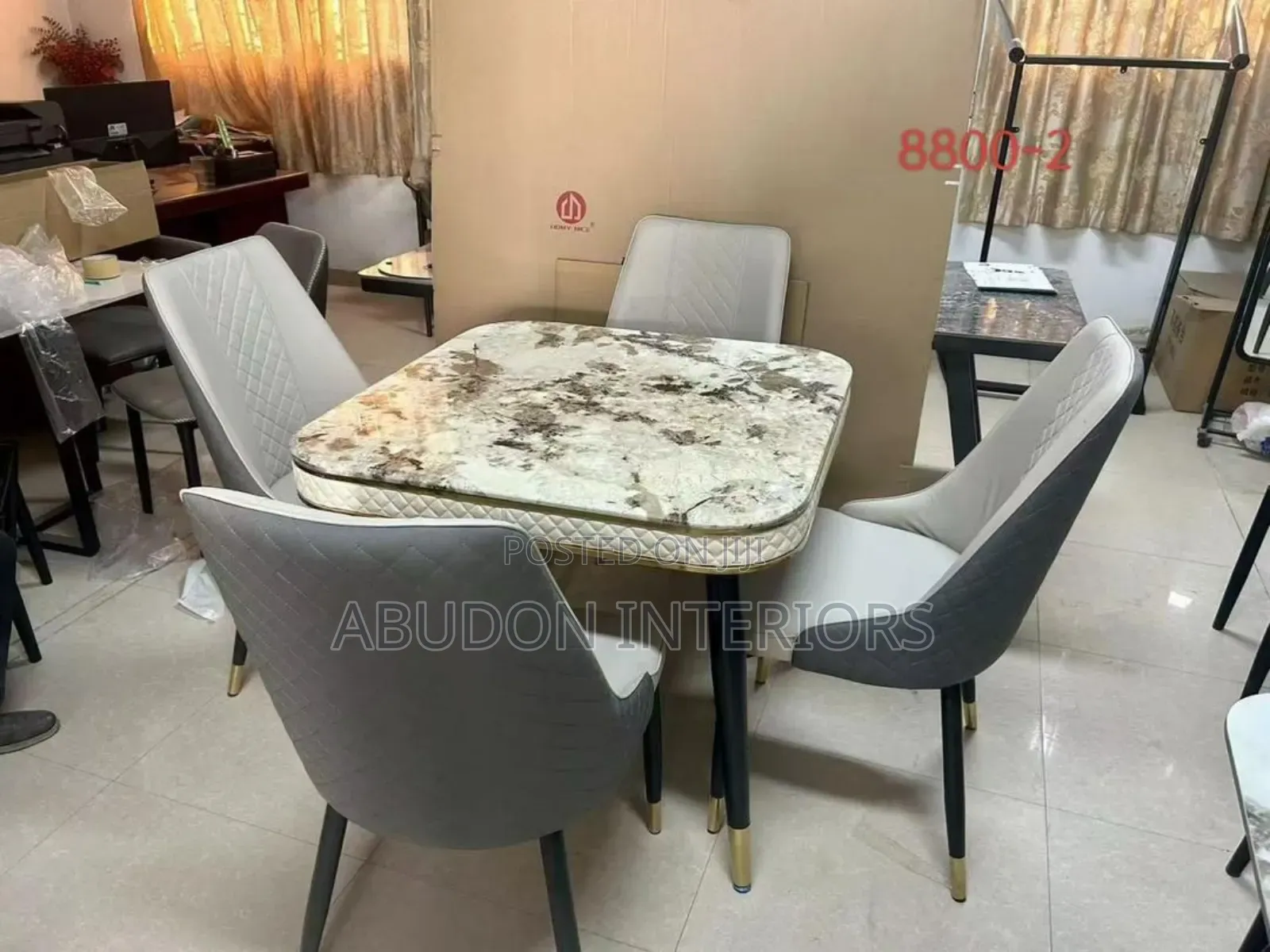 Gray On White Dining Set