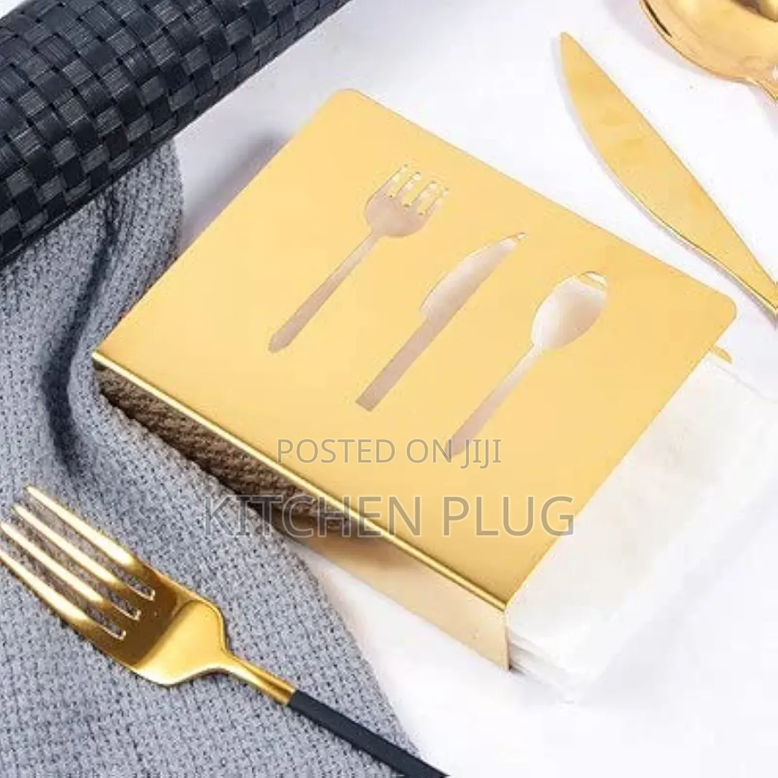 Gold-coloured, Stainless Steel Napkin Holder For Hotel, Restaurants,