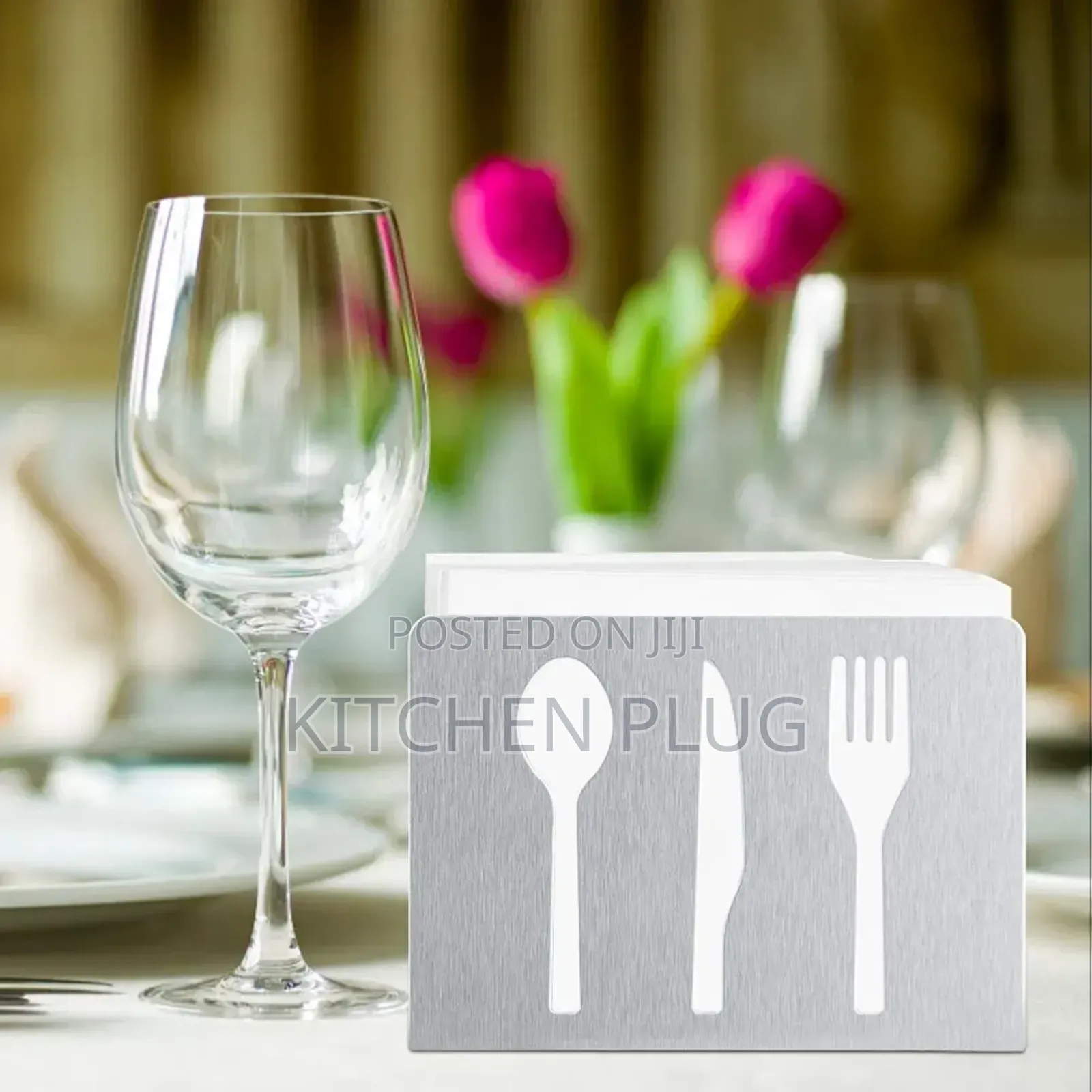 Silver-Coloured, Stainless Steel Napkin Holder
