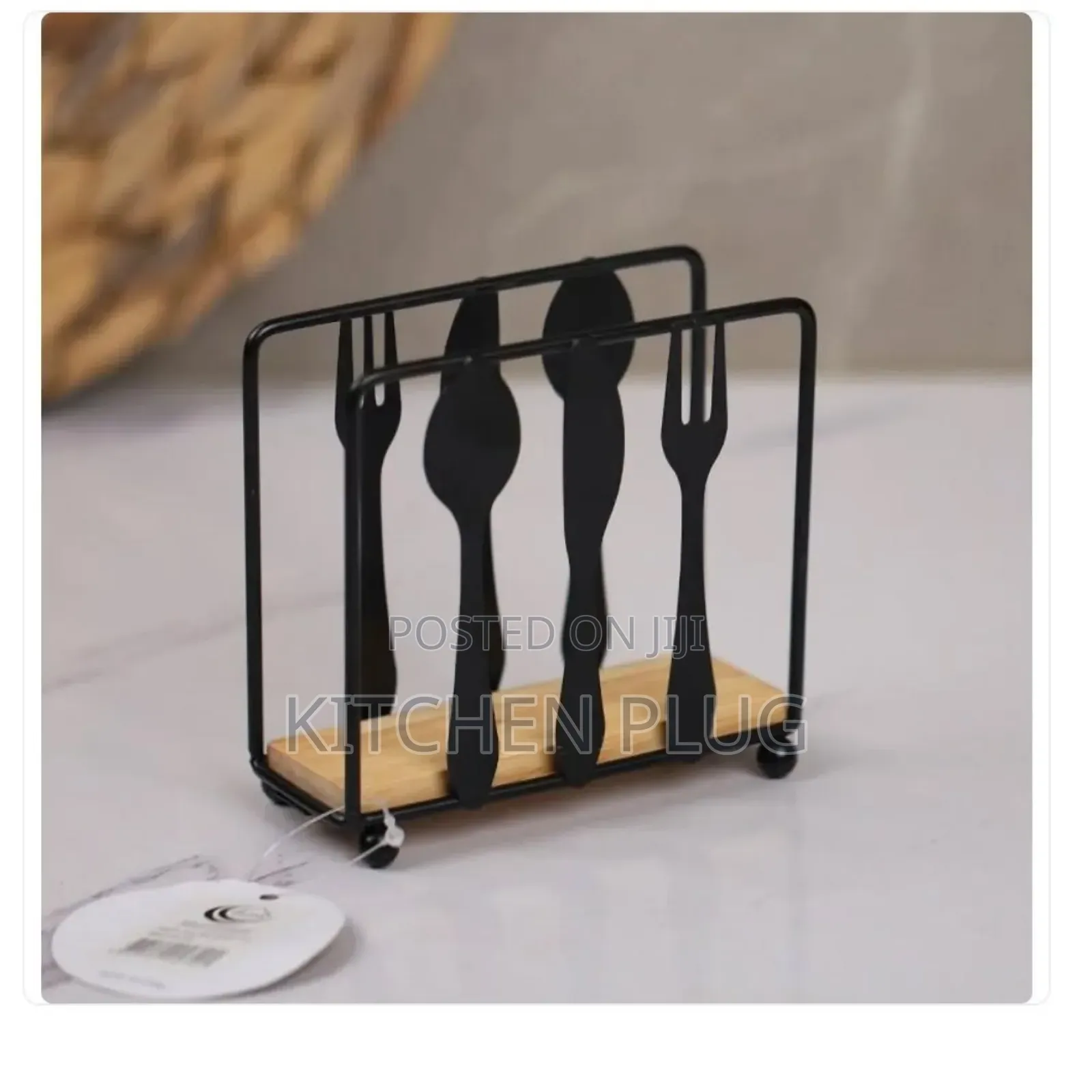Modern Metal Napkin Holder With a Wooden Base