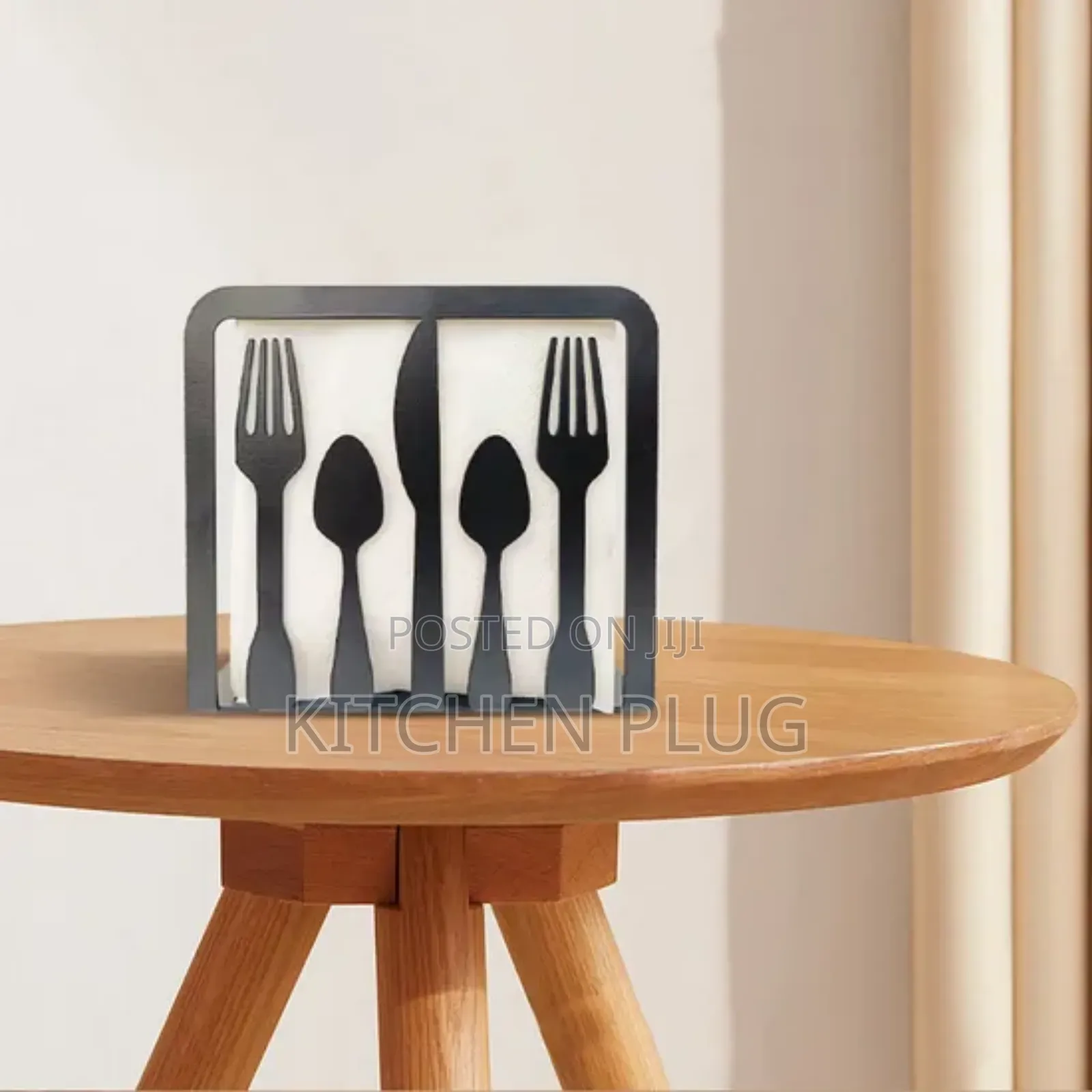 Modern Metal Napkin Holder With a Wooden Base