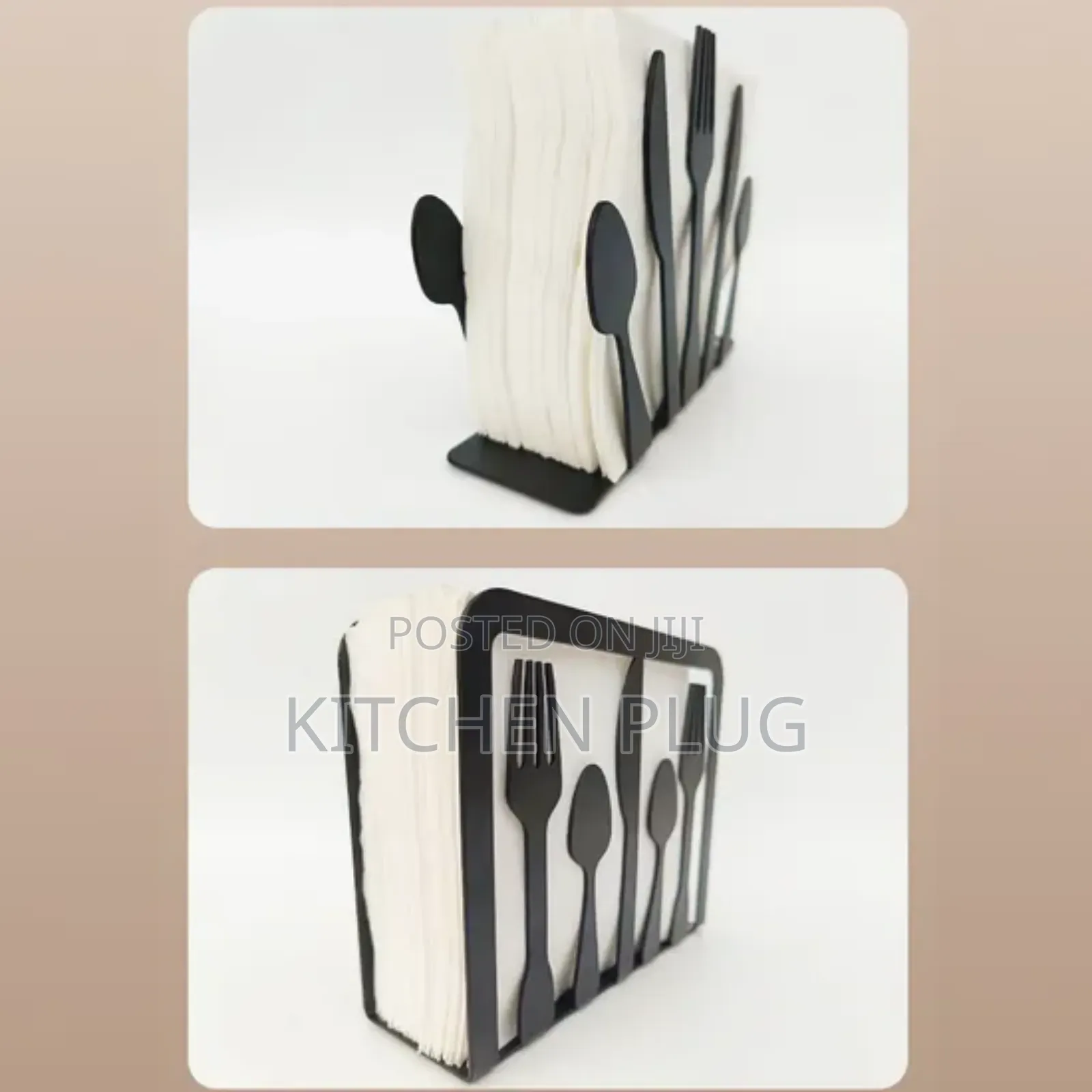 Modern Metal Napkin Holder With a Wooden Base