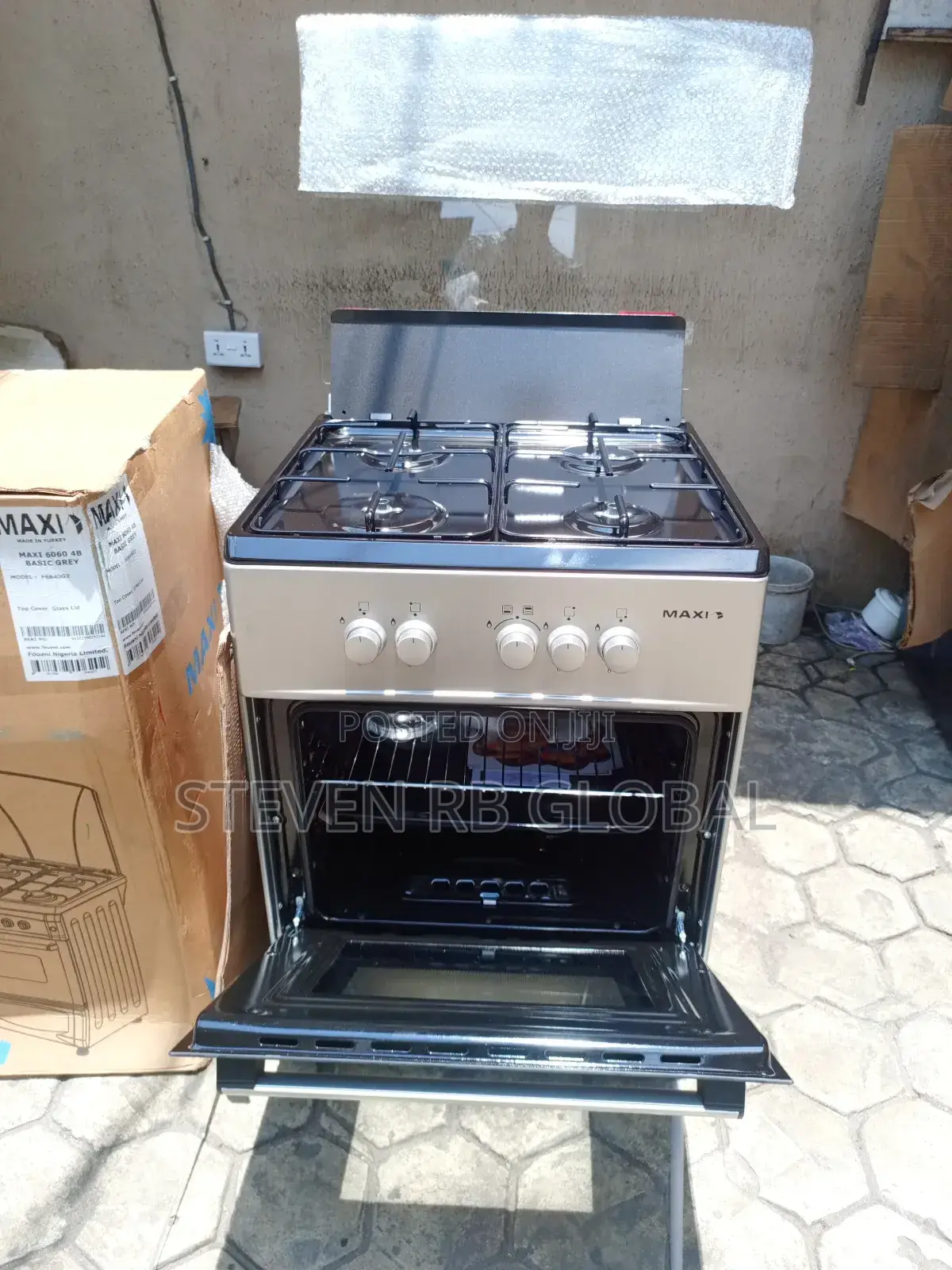 Maxi 4 Burner 60*60 Standing Gas Cooker Maxi 6060 4b Basic Black Grey