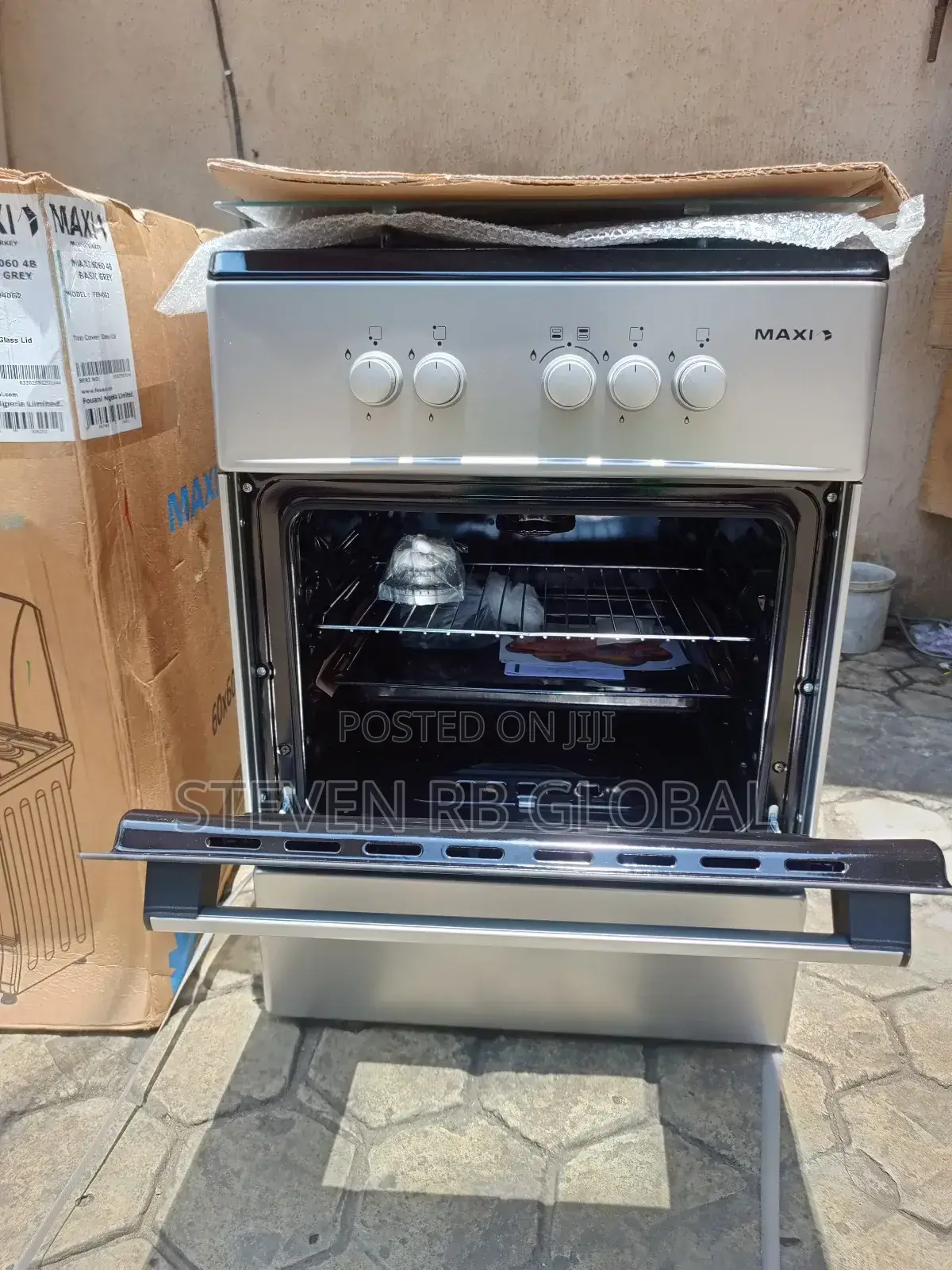 Maxi 4 Burner 60*60 Standing Gas Cooker Maxi 6060 4b Basic Black Grey