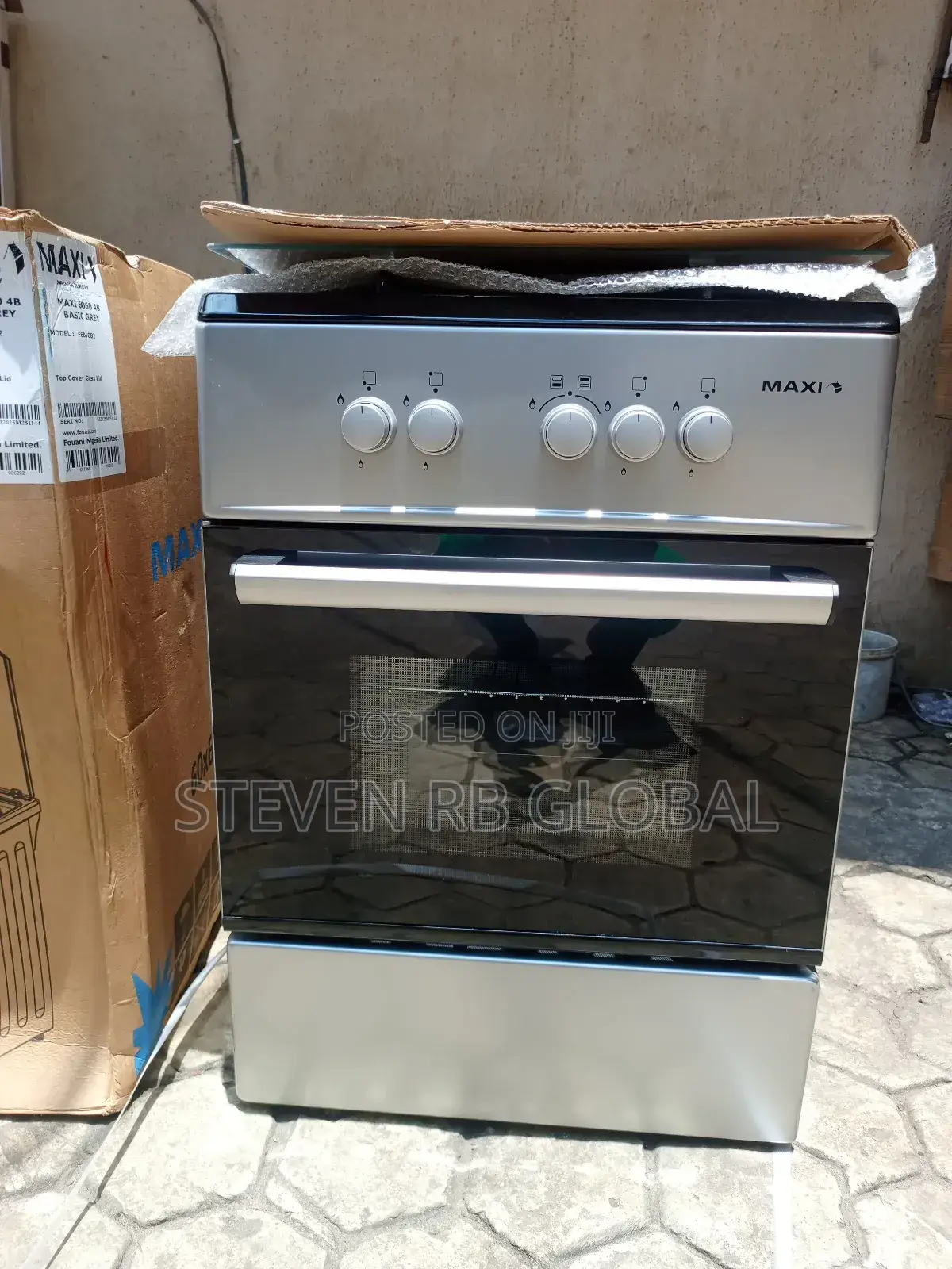 Maxi 4 Burner 60*60 Standing Gas Cooker Maxi 6060 4b Basic Black Grey