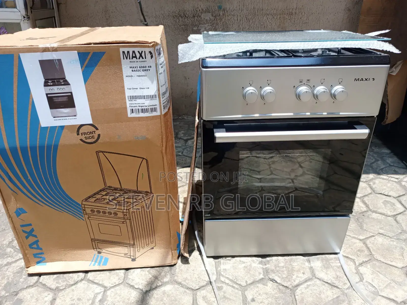 Maxi 4 Burner 60*60 Standing Gas Cooker Maxi 6060 4b Basic Black Grey