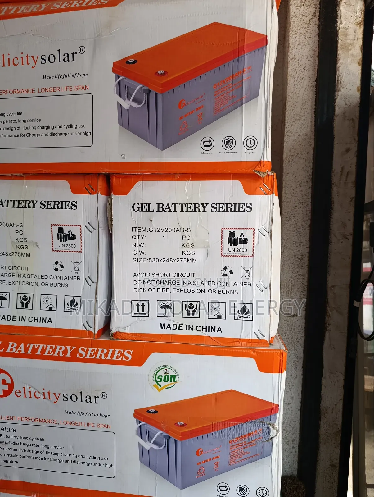 200ah 12v Felicity Gel/ Dry Cell Strong and Reliable Battery