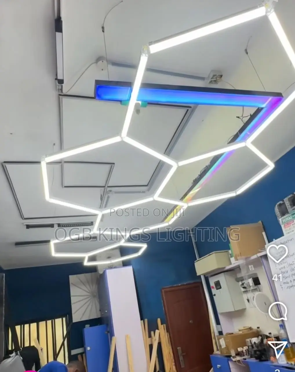 Honeycomb Ceiling Lights Hexagon Garage Light Ac85-265v Led Tube Light