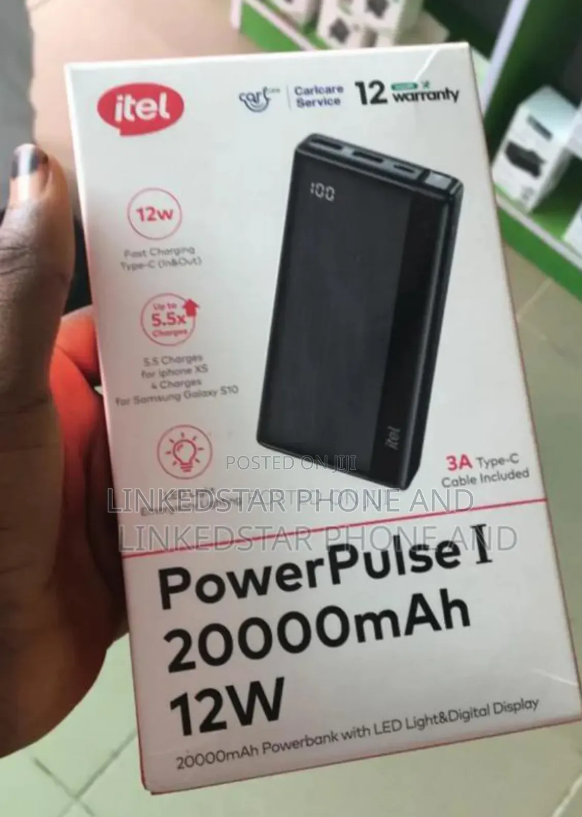 Itel 20000mah 12w Fast Charging, Torch Power Bank