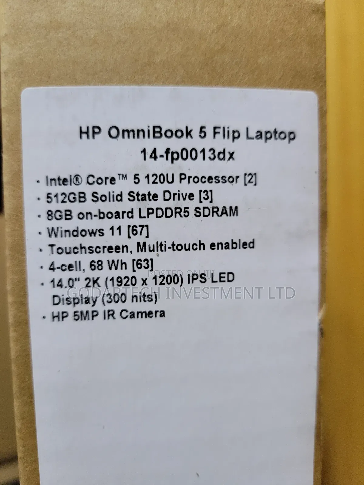 New Laptop HP OmniBook 5 Flip 8GB Intel Core i5 SSD 512GB