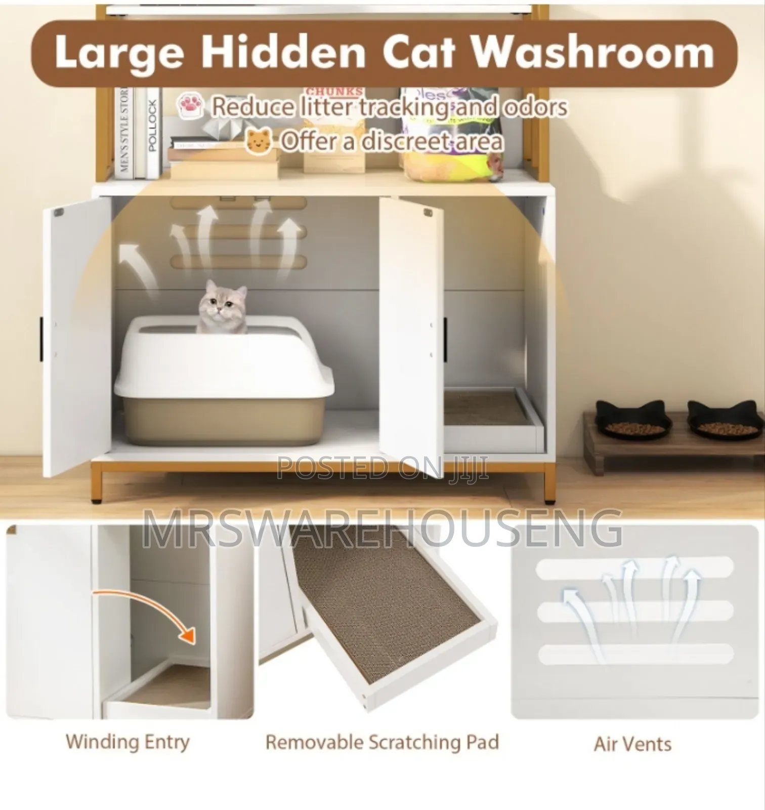 Cat Litter Box Enclosure With Storage and Shelves