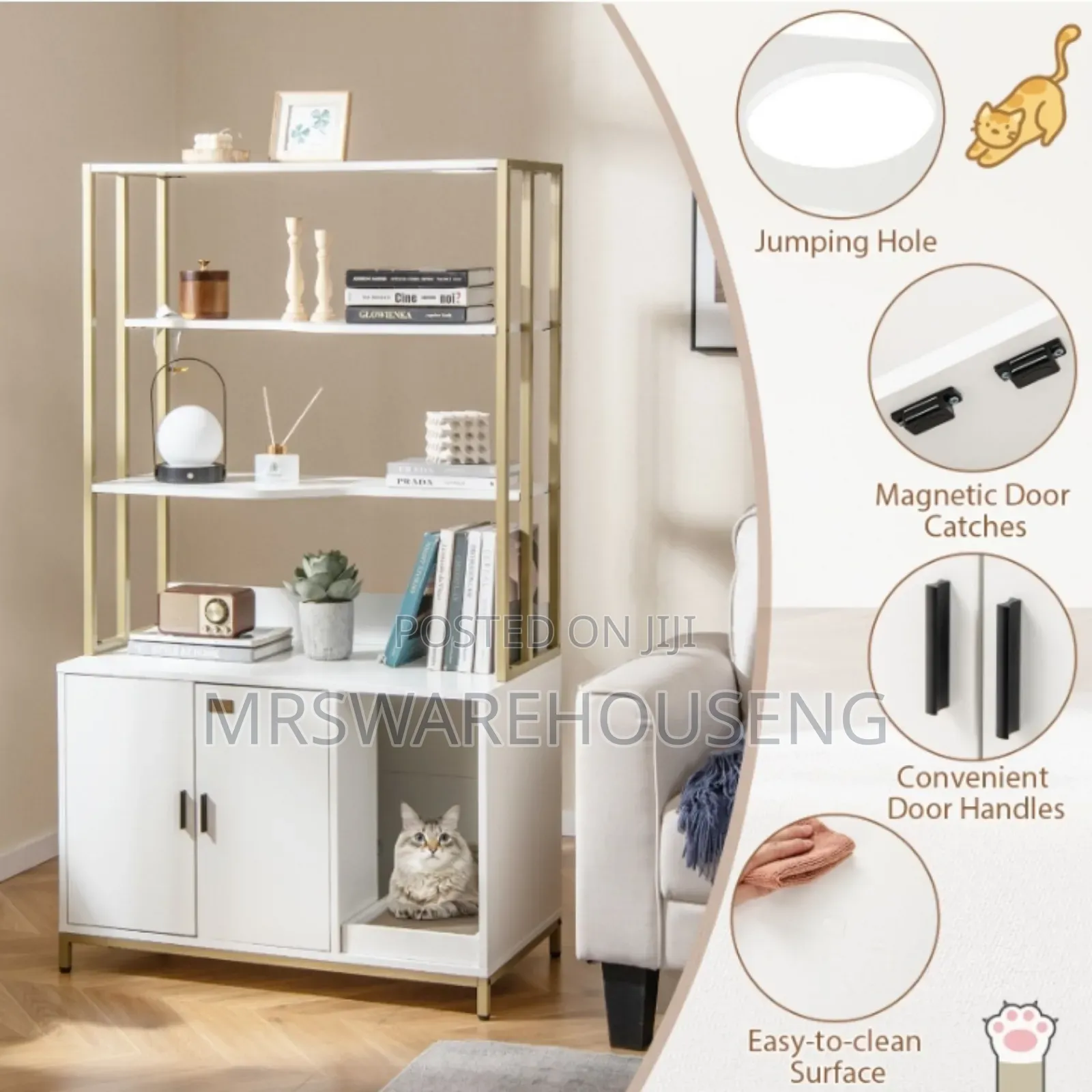 Cat Litter Box Enclosure With Storage and Shelves
