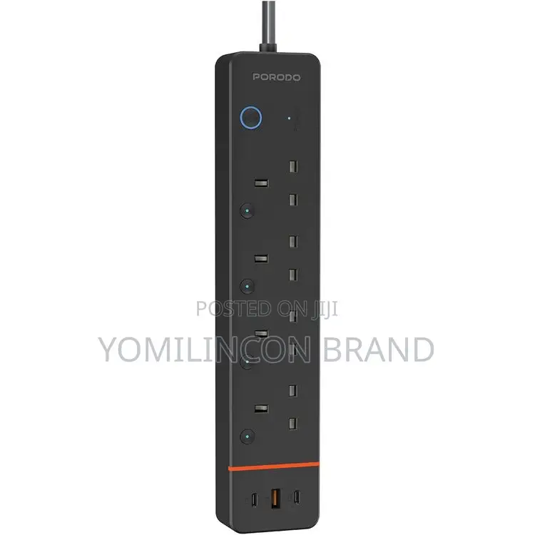 Porodo Chargelink Smart Power Strip With 4 Ac Sockets, Usb-a Usb-C