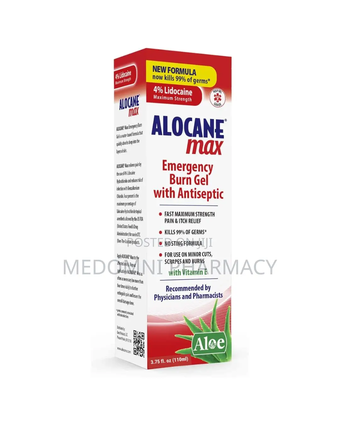Alocane Max Lidocaine Gel – Instant Pain Burn Relief, 3.75oz