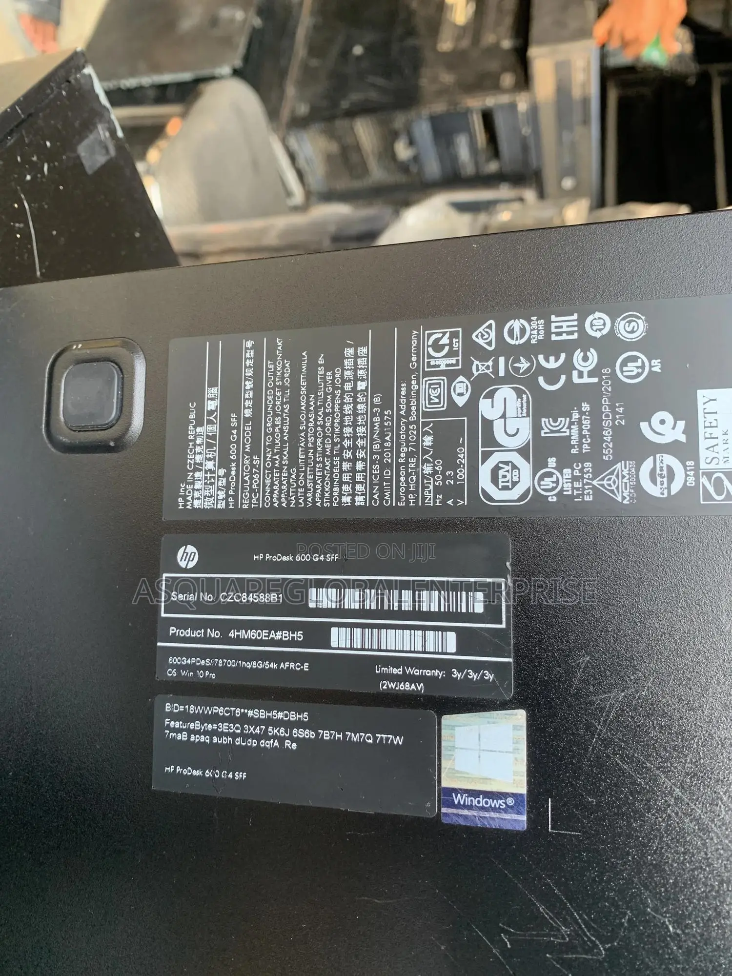 Desktop Computer HP ProDesk 600 G4 8GB Intel Core i7 SSD 256GB
