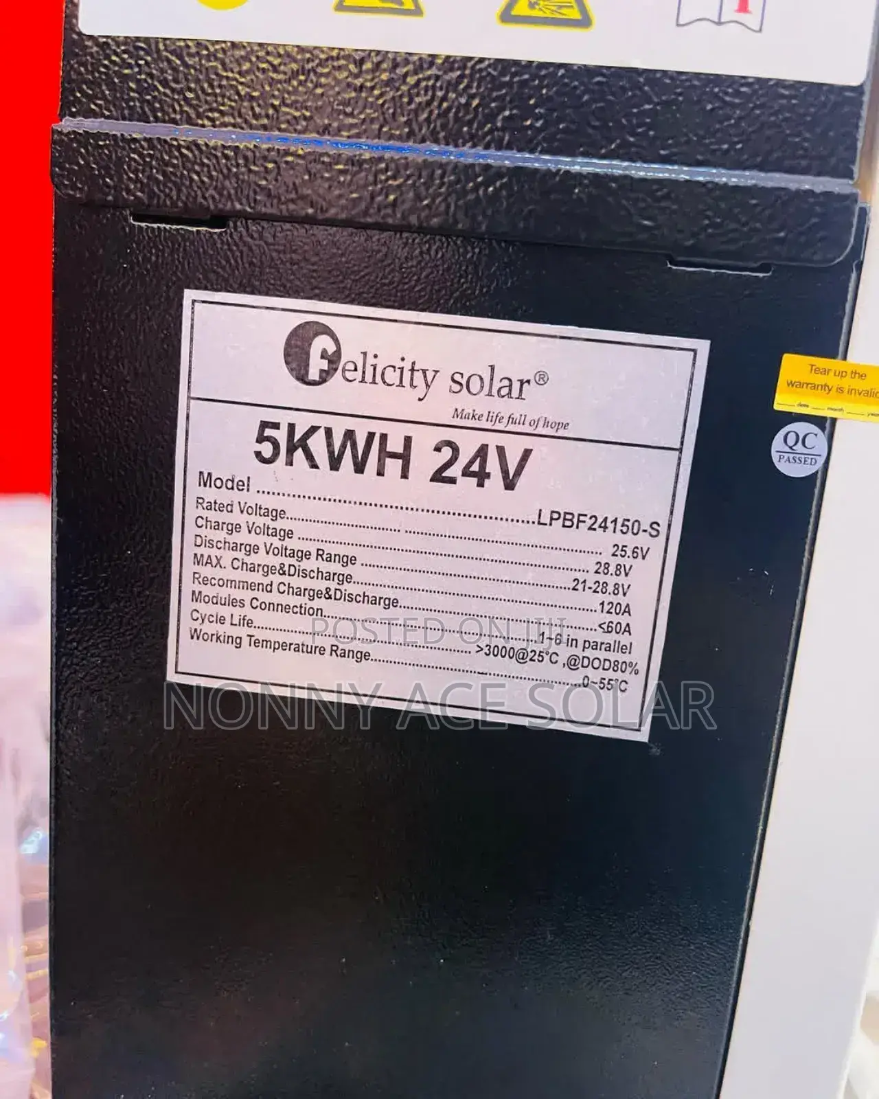 Felicity 5kwh Lithium Battery 24v(25.6v)