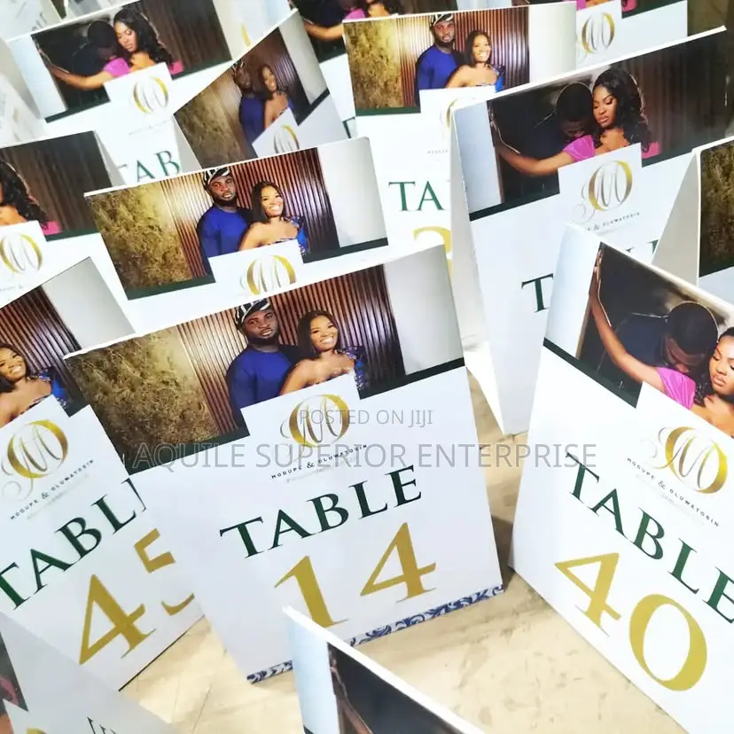 Custom Printed Table Tag Tent Cards for Events and Weddings in Lagos