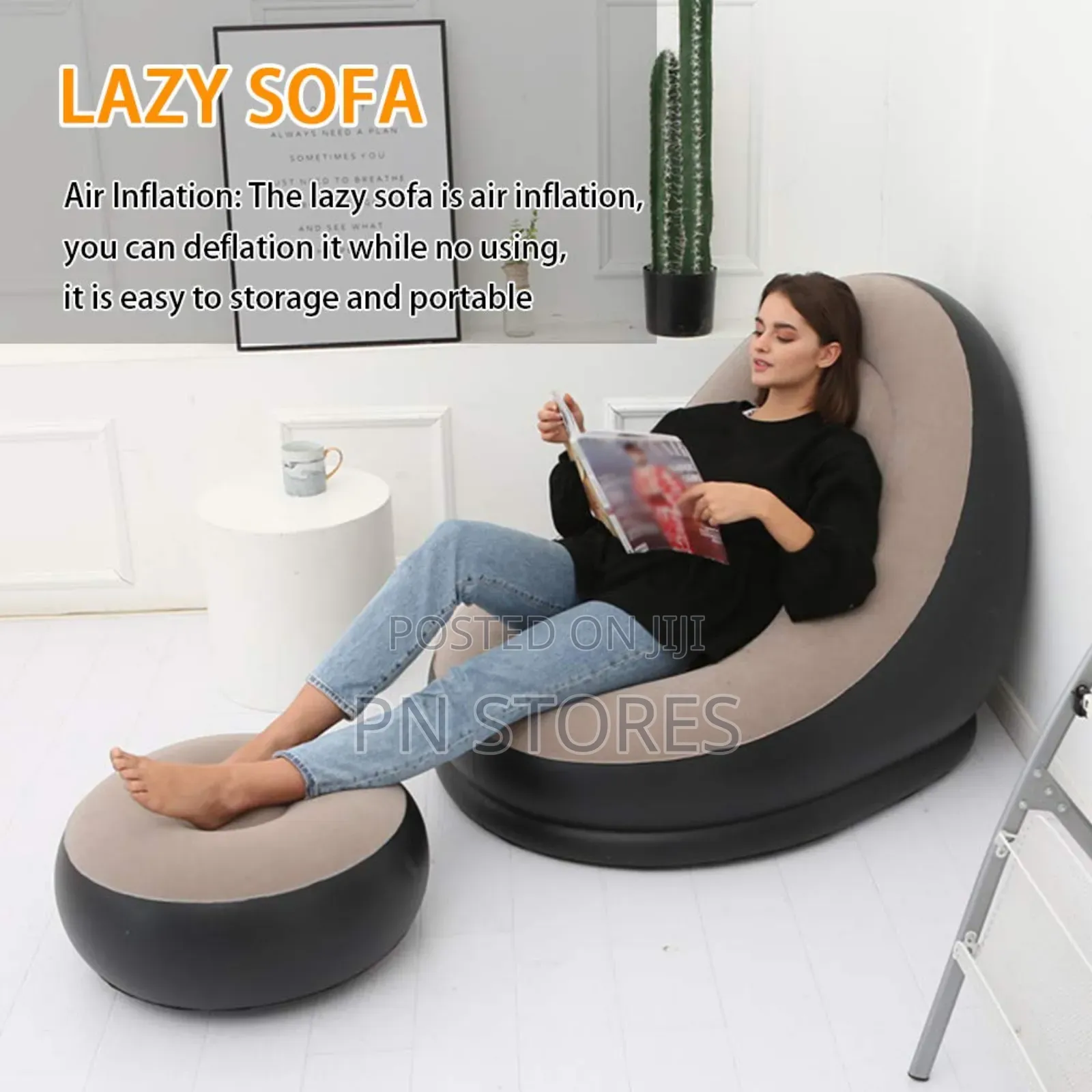 Inflatable Sofa With Leg Rest and Automatic Pump
