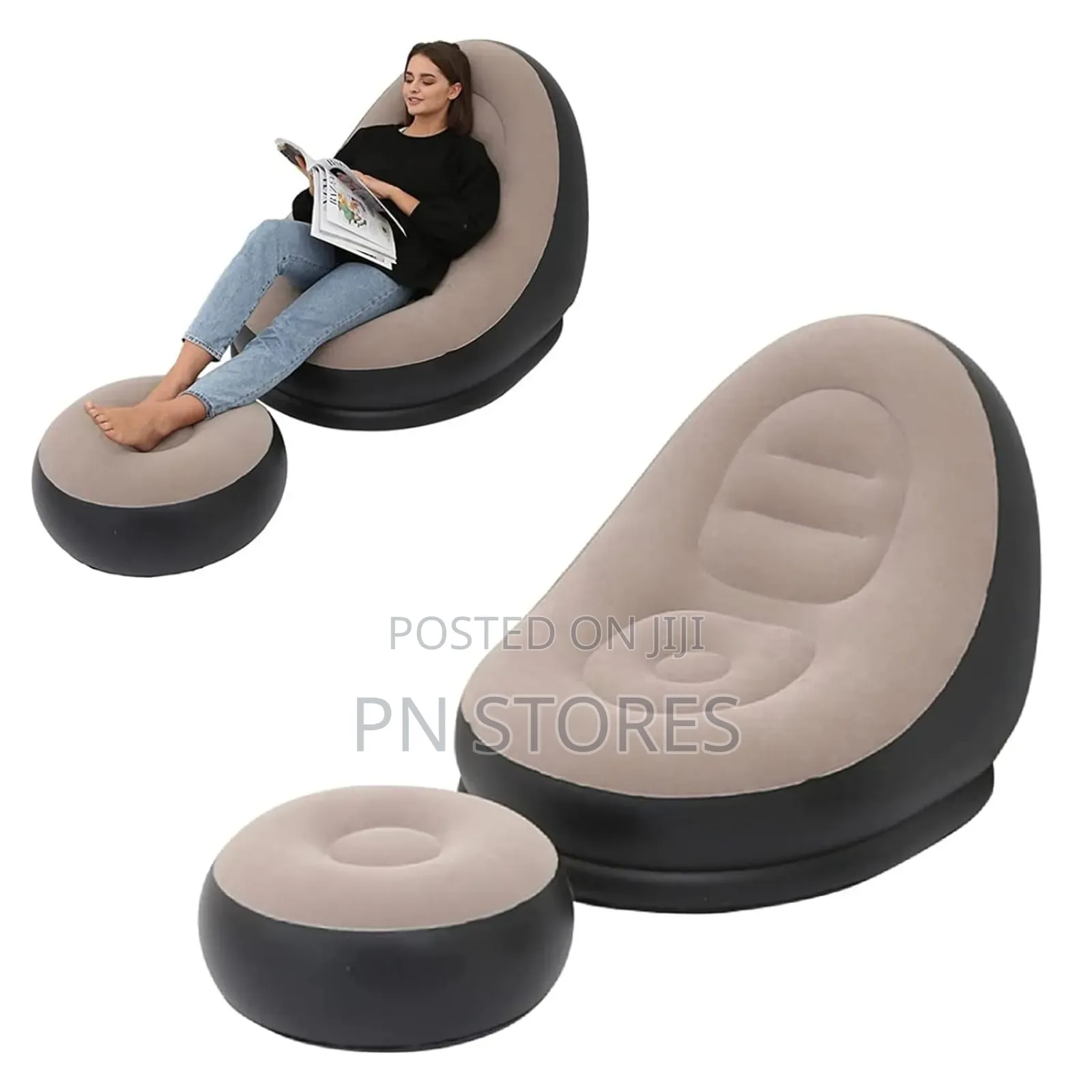 Inflatable Sofa With Leg Rest and Automatic Pump