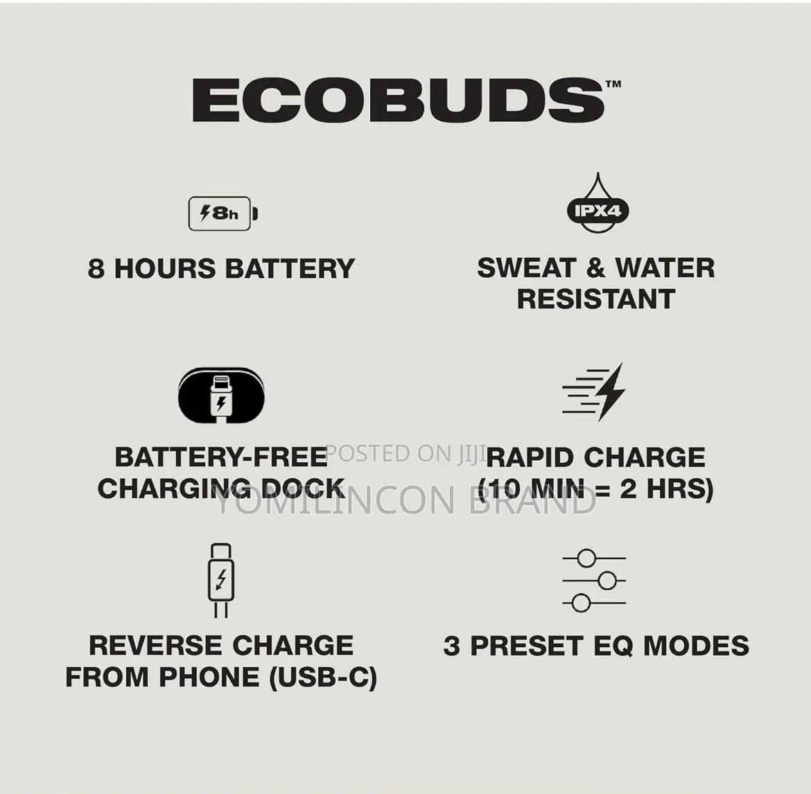 Skullcandy Ecobuds in-Ear Wireless Earbuds, 8 Hr Battery, Battery-Free
