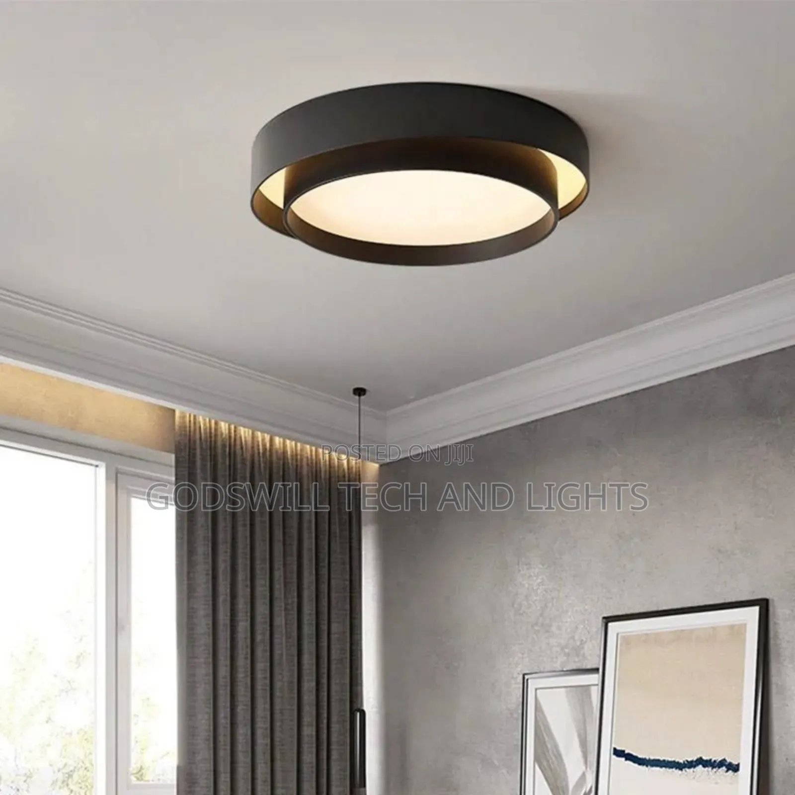 Modern Led Flush Mount Fixture Featuring a Concentric Rings Design.