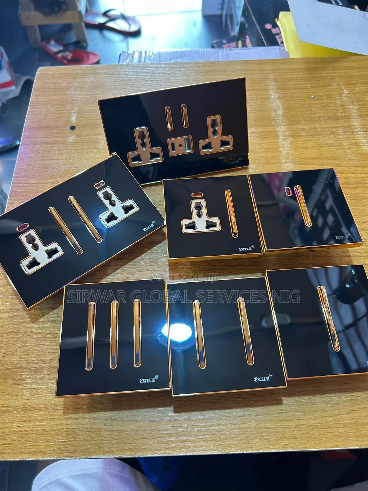 New Slim Switch And Socket Gold And Black
