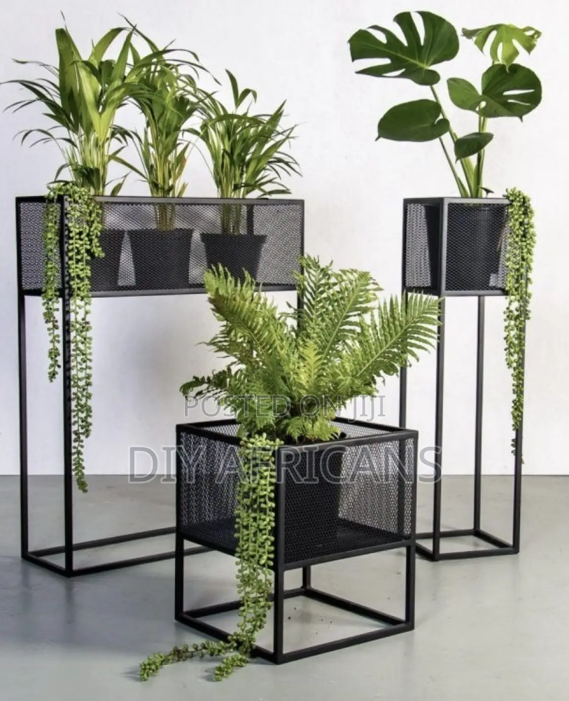 Mesh Planter Stand Set- Modern Plant Stands for Indoor Outdoor Use(C