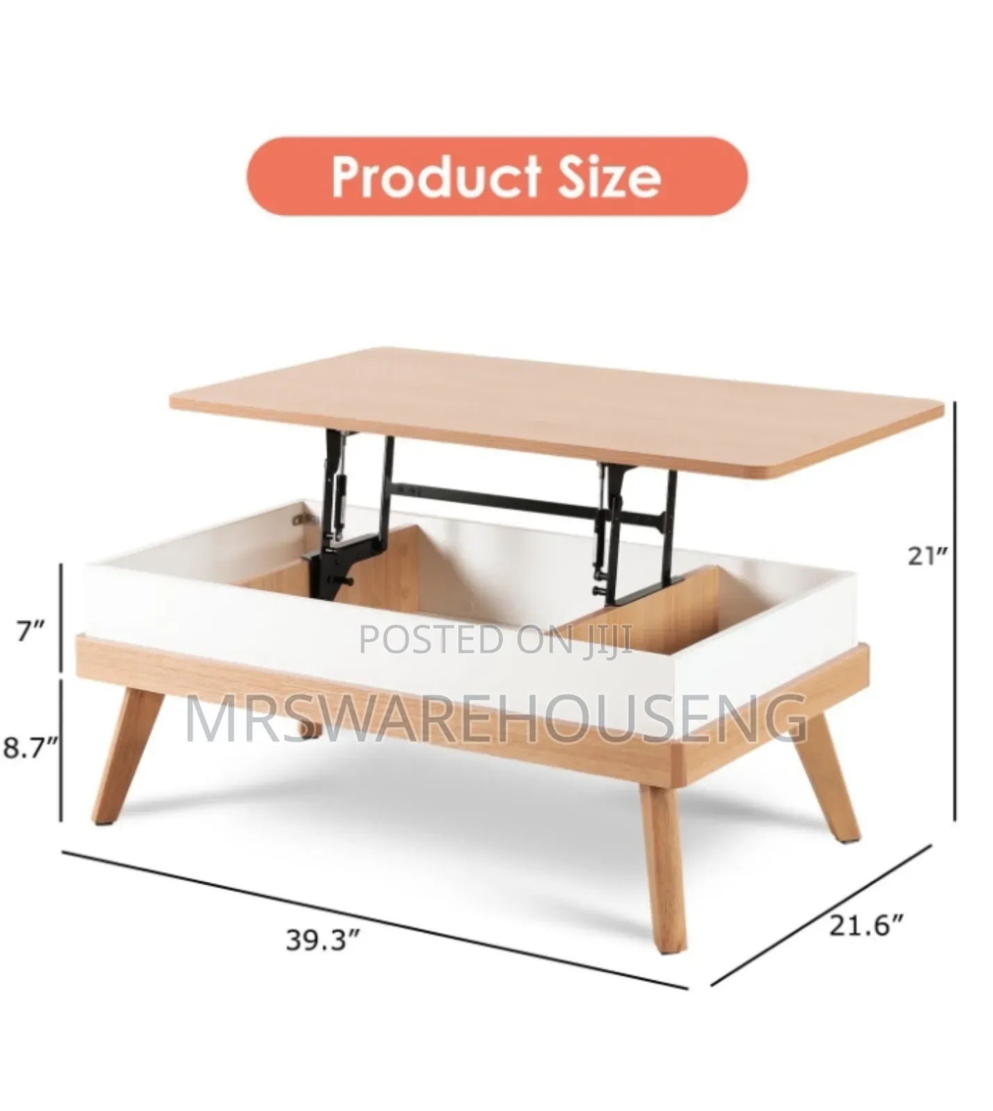 Bidiso Lift Top Coffee Center Table With Hidden Storage Compartment