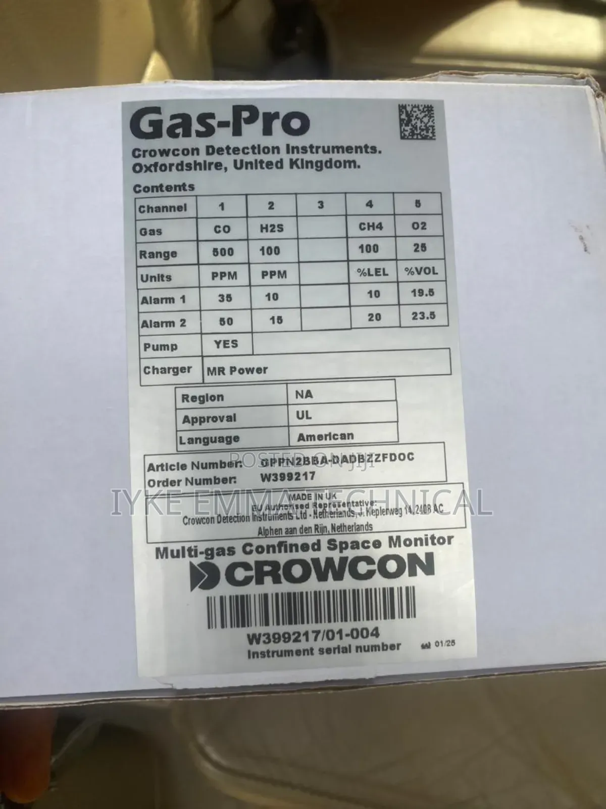 Multi-Gas Confined Space Monitor Crowcon