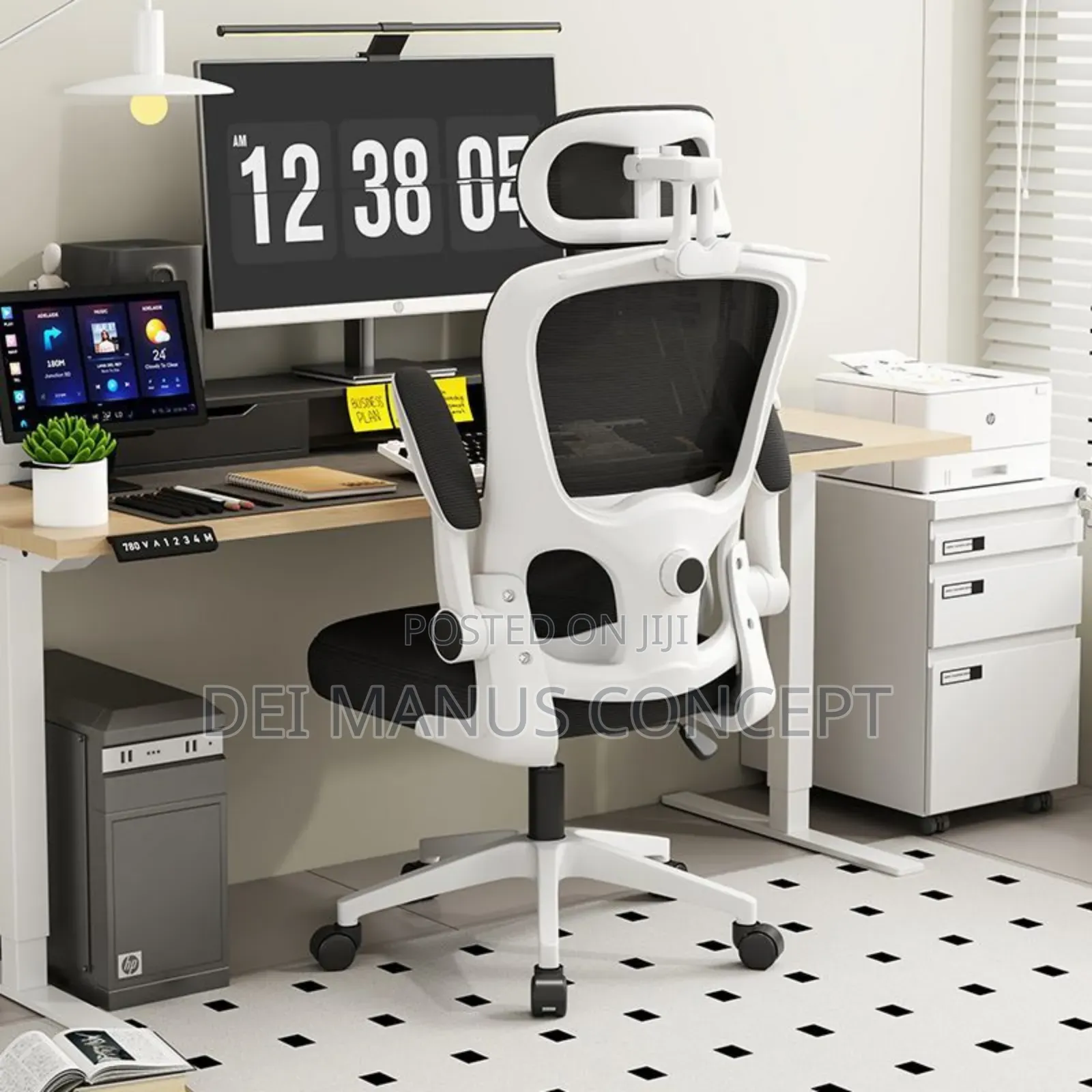 Ergonomic Office Chair With Adjustable Armrest, Lumbar Support
