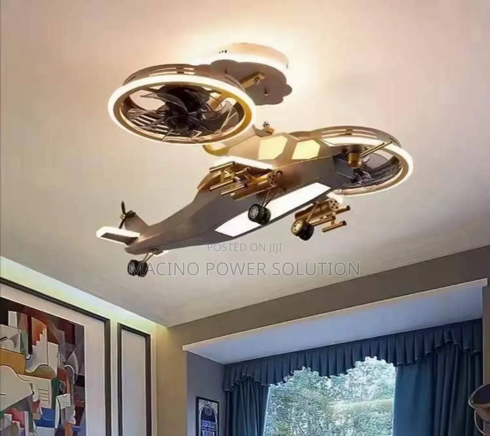 Modern Design Dimmable Children Aircraft Iron Bodey Light