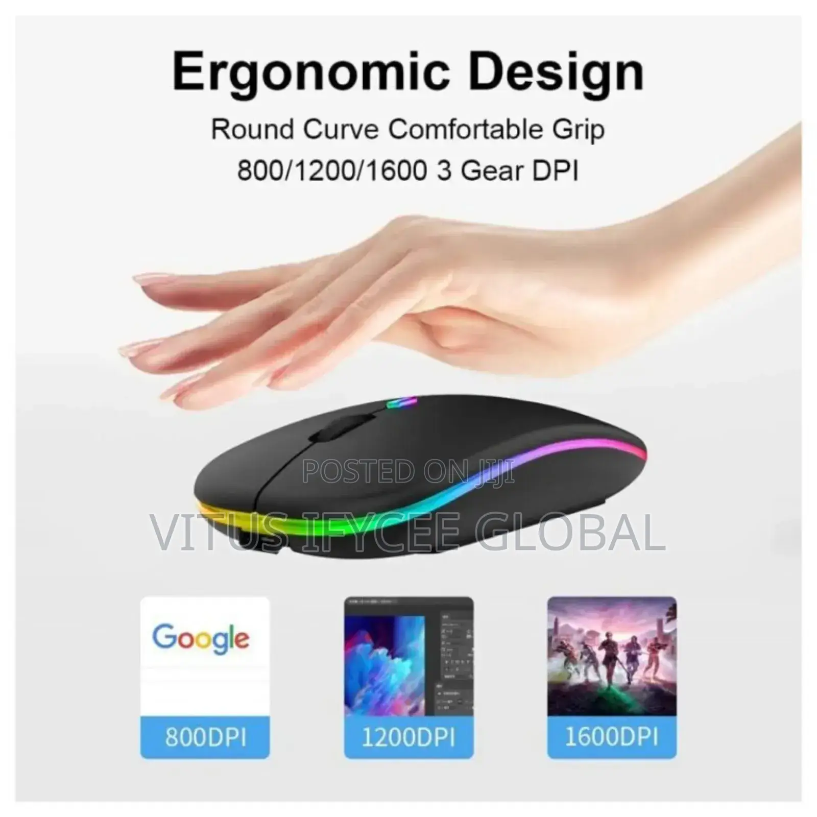 Hp W10 RGB Bluetooth Wireless Mouse Rechargeable Type-C