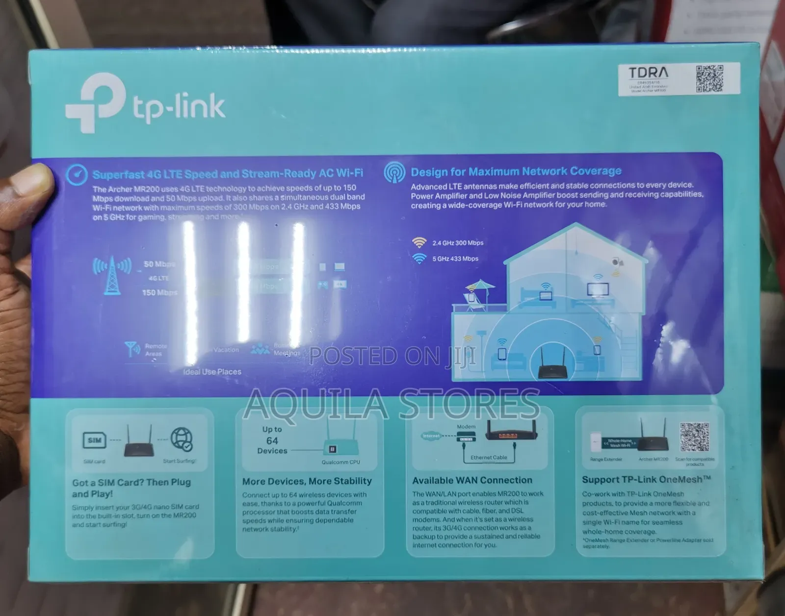 Tp-link Archer Mr200 Ac750 Dual Band Wi-fi 4g Lte Router.(Sim Router)